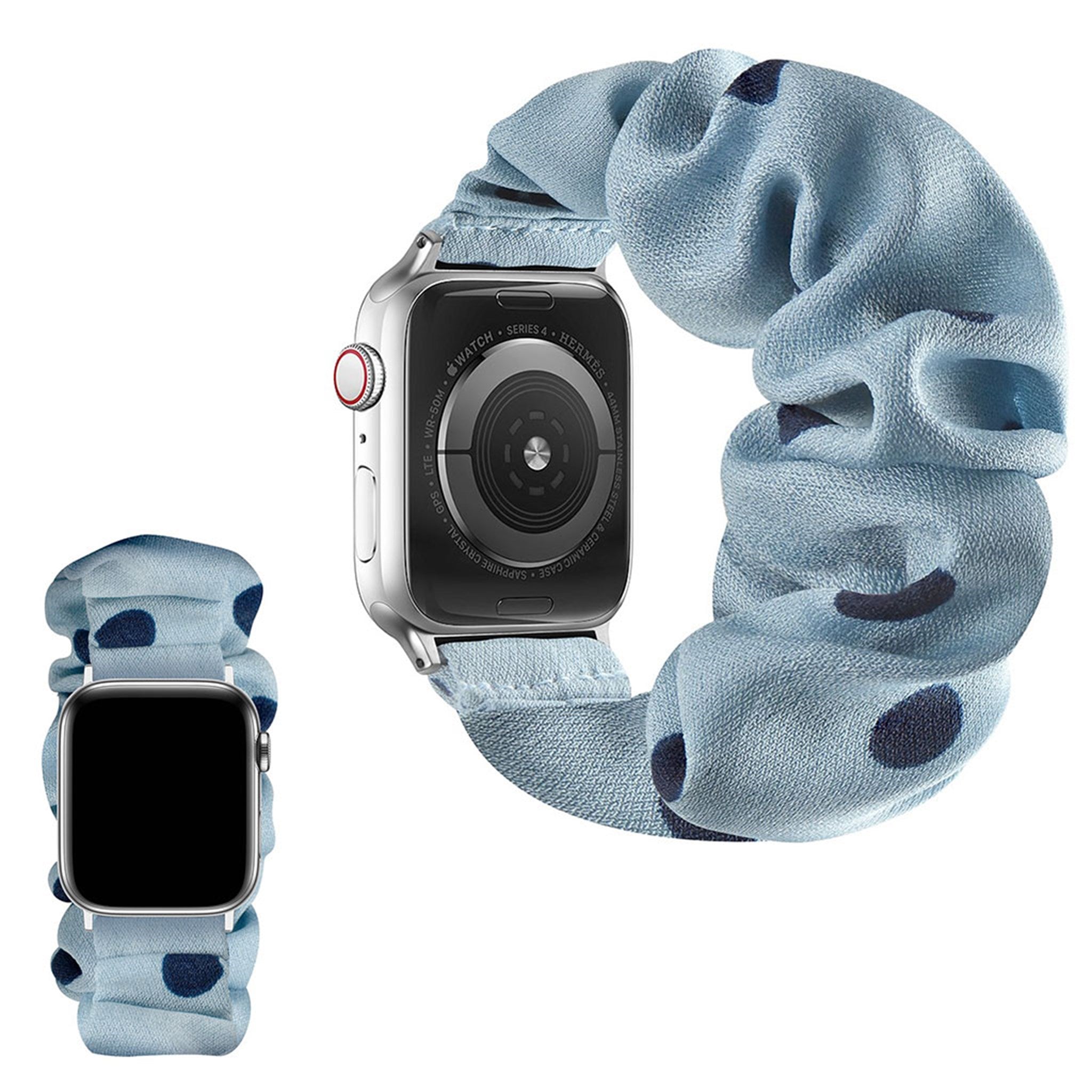 Apple Watch 44mm elastic hairband style watch strap - Blue Dot / Size: S