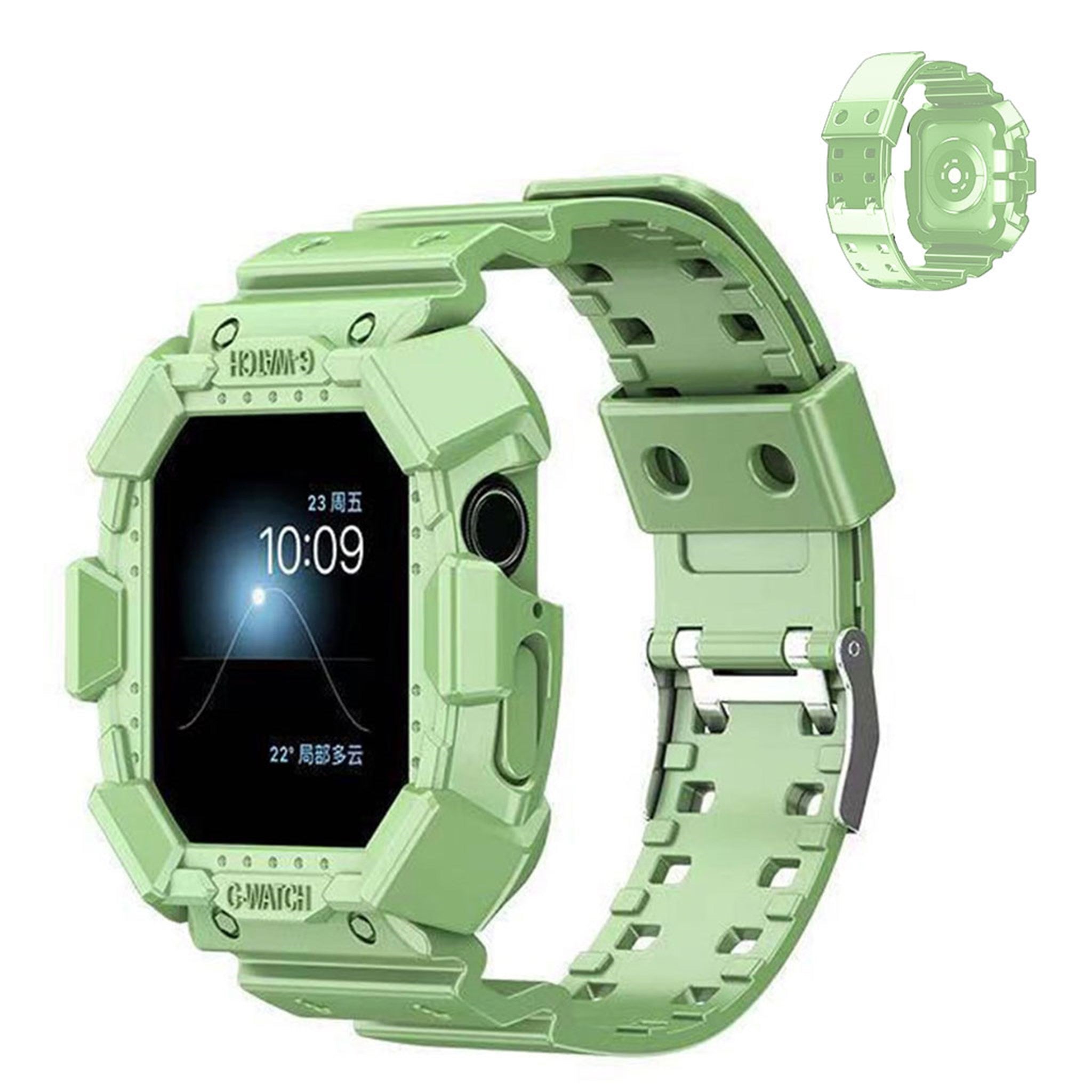 Apple Watch 44mm integrated silicone watch strap - Green