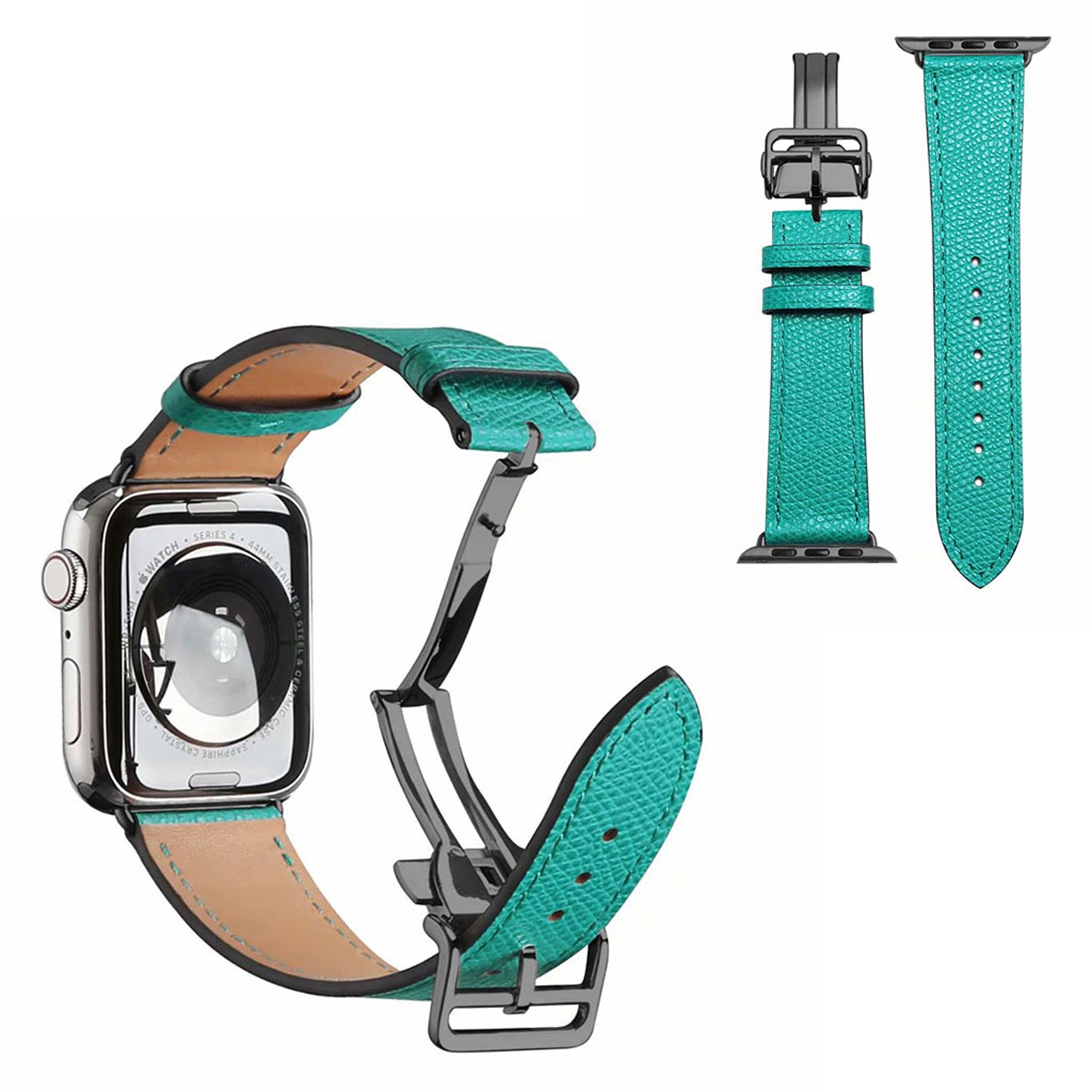 Genuine leather black buckle watch band for Apple Watch Series 6 / 5 40mm - Green