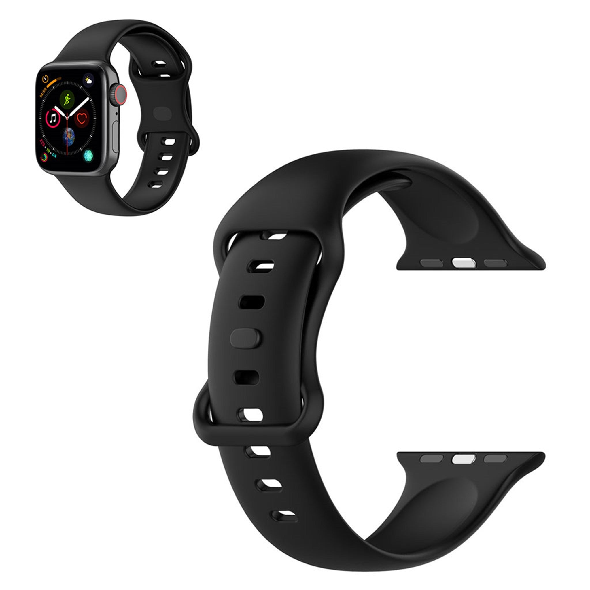 Apple Watch 40mm simple silicone watch strap - Black / Size: L