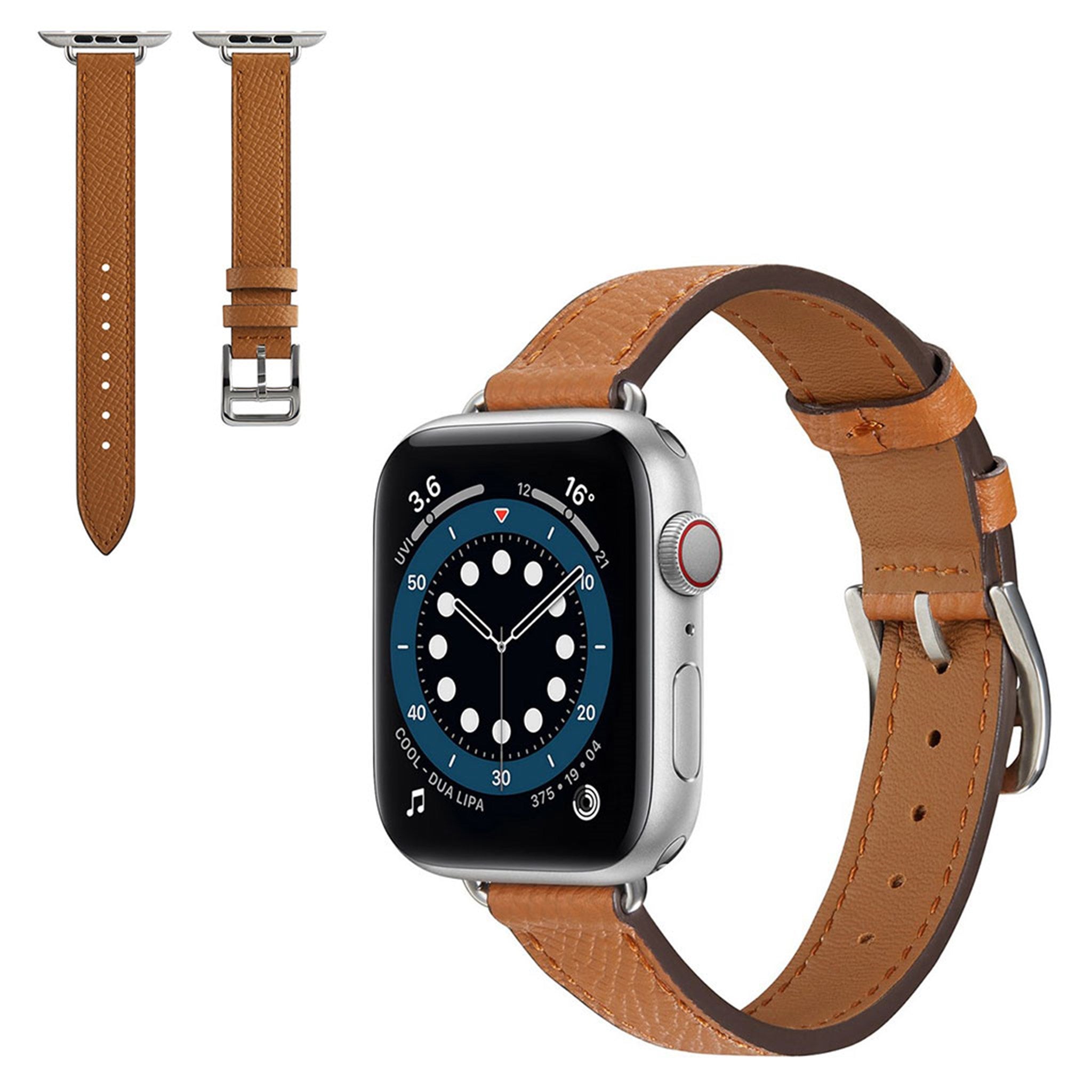 Apple Watch 40mm cross texture leather watch strap - Brown