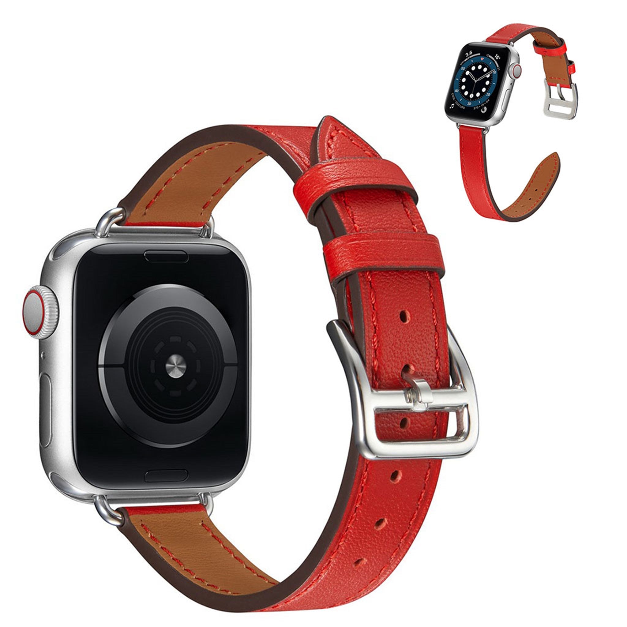 Apple Watch 40mm simple leather watch strap - Red