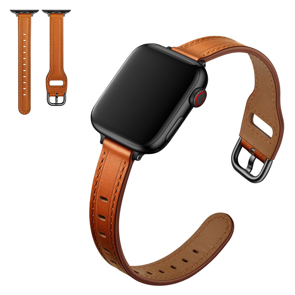 Apple Watch 40mm unique genuine leather watch strap - Brown / Black Buckle