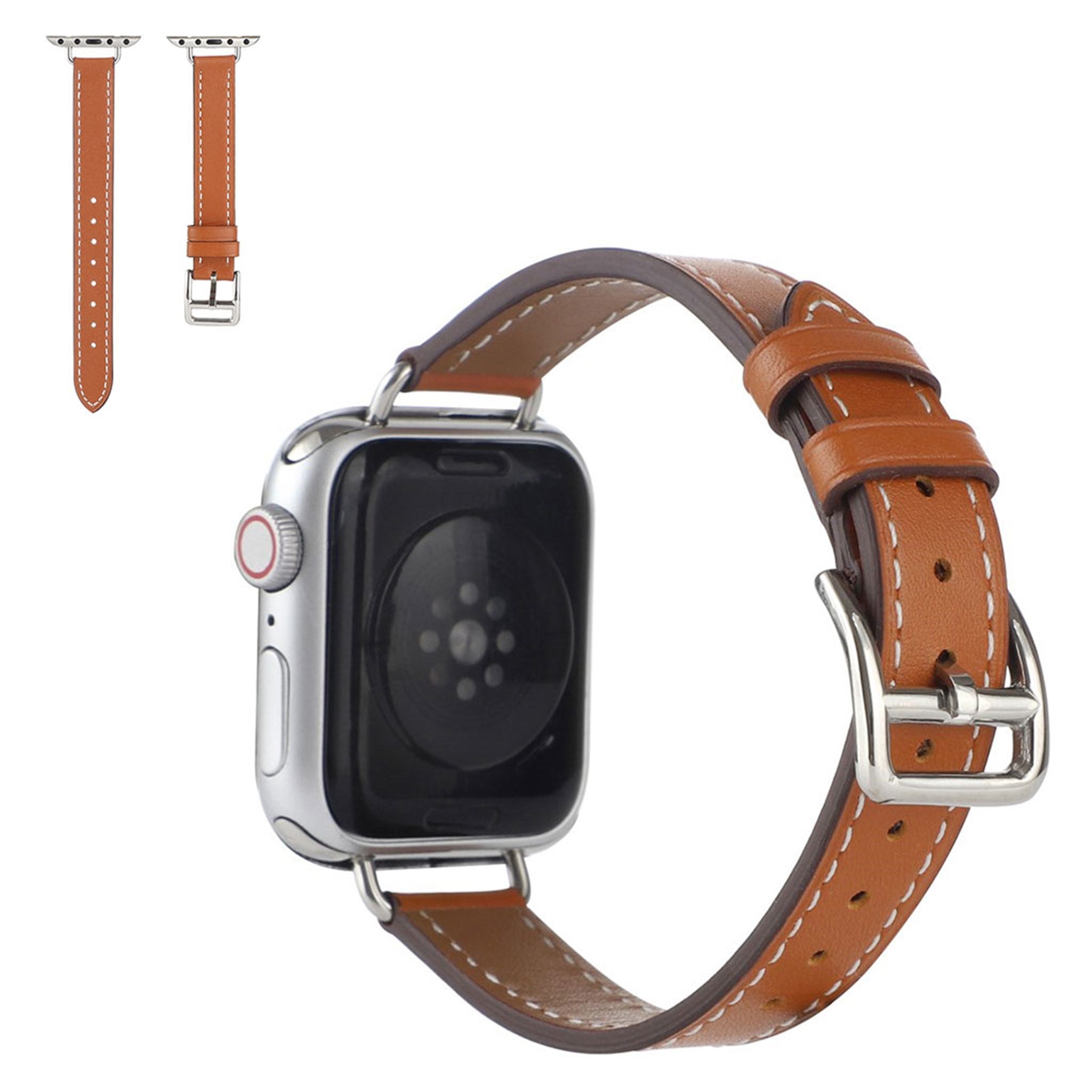 Apple Watch 40mm simple genuine leather watch strap - Brown