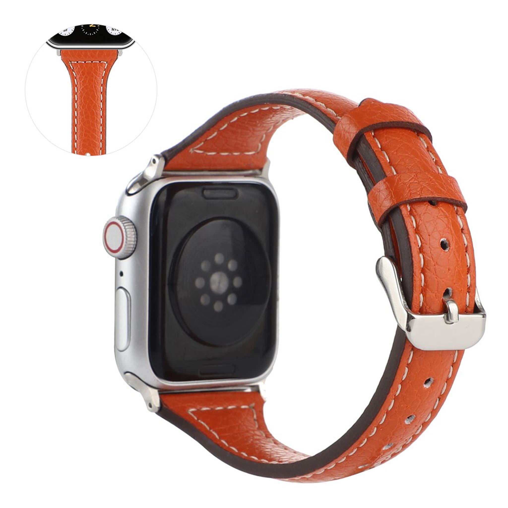 Apple Watch 40mm litchi texture leather watch strap - Orange