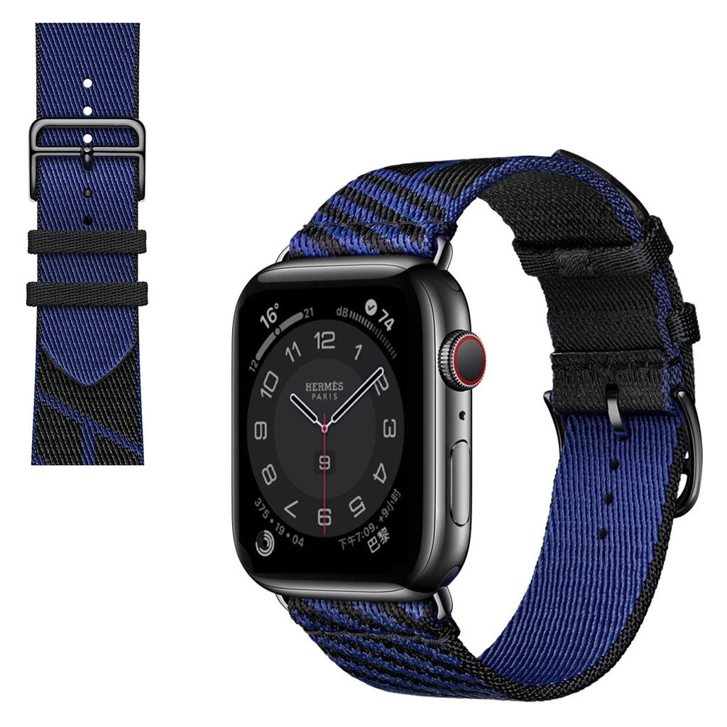 Apple Watch 40mm bi-color canvas design watch strap - Black / Blue