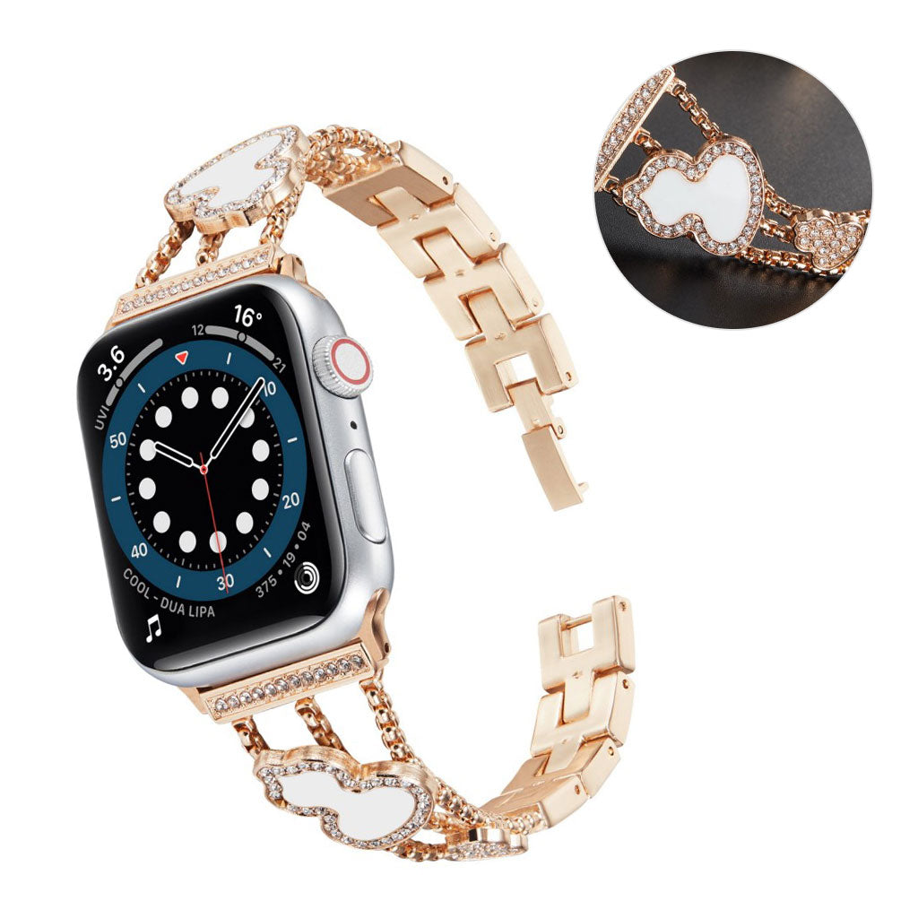 Apple Watch 40mm rhinestone gourd décor watch strap - Rose Gold / White