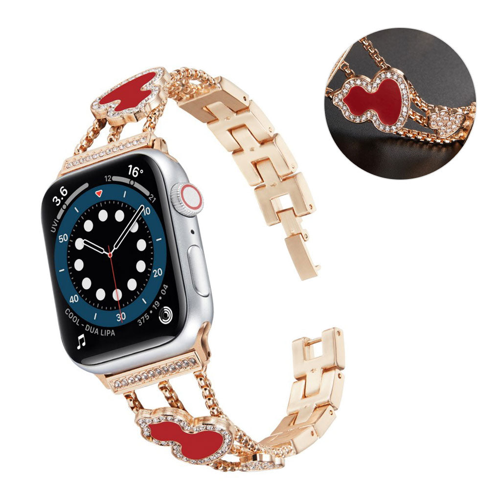 Apple Watch 40mm rhinestone gourd décor watch strap - Rose Gold / Red