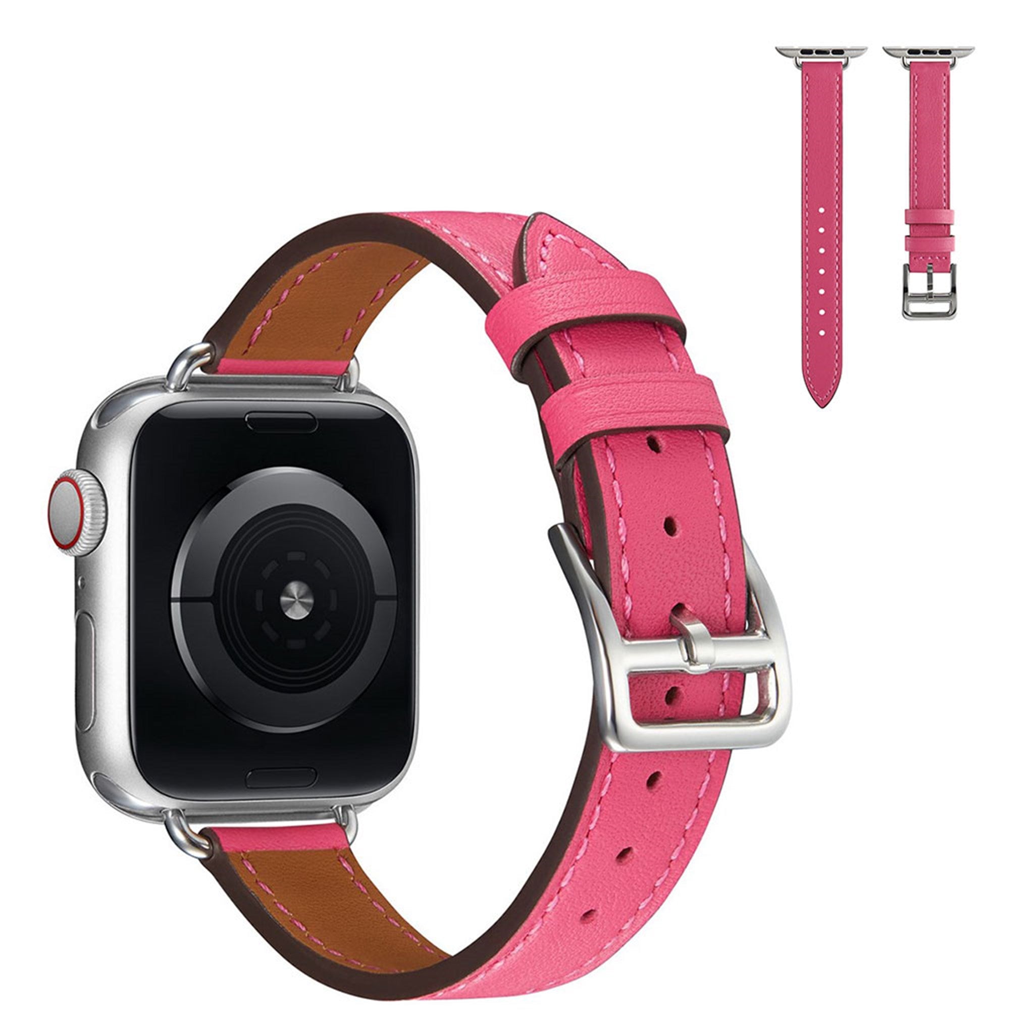 Apple Watch 44mm simple leather watch strap - Rose