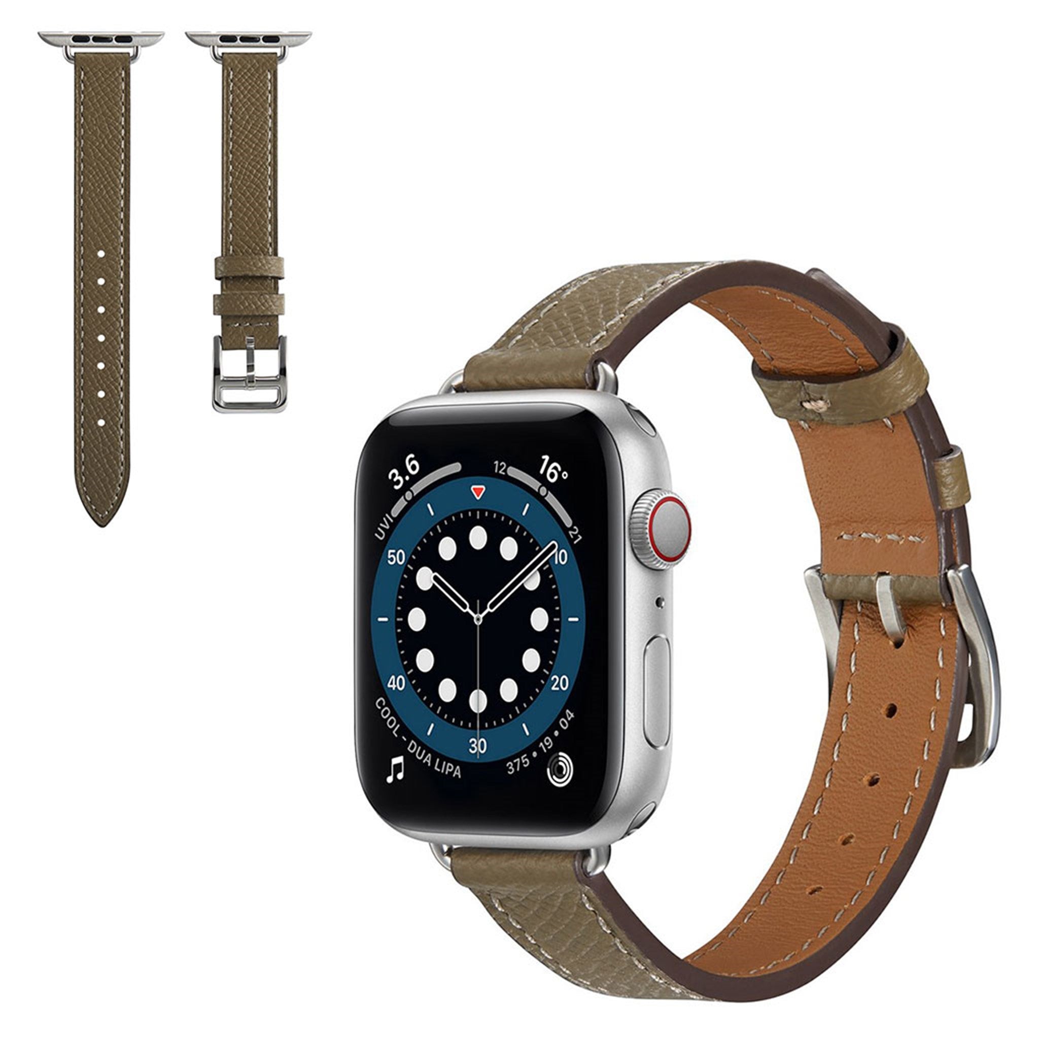 Cross texture leather watch strap for Apple Watch 44mm - Green