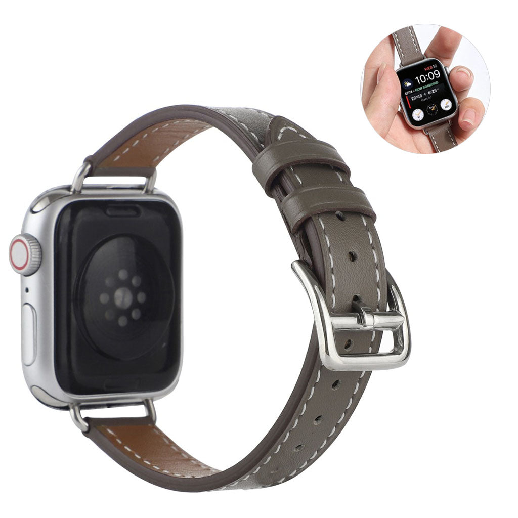 Apple Watch 44mm screw design leather watch strap - Grey