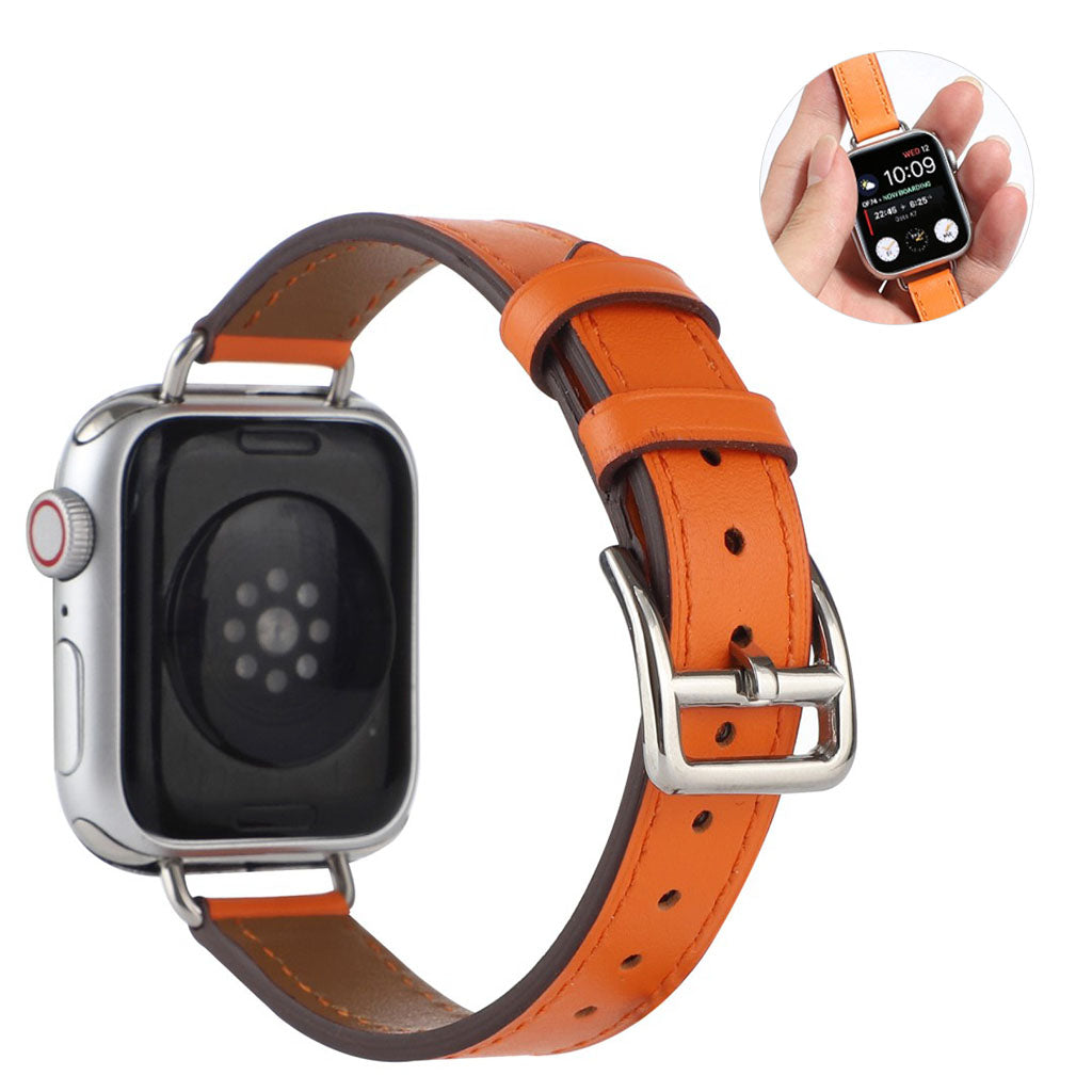 Apple Watch 44mm screw design leather watch strap - Brown