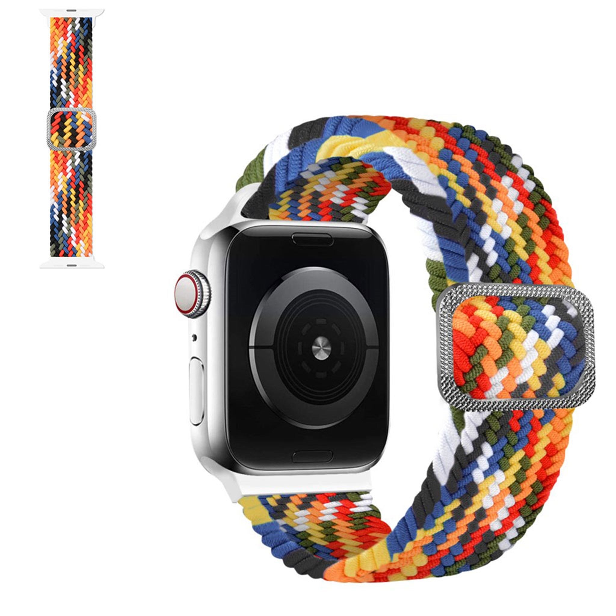 Apple Watch 44mm nylon braid watch strap - Rainbow Color