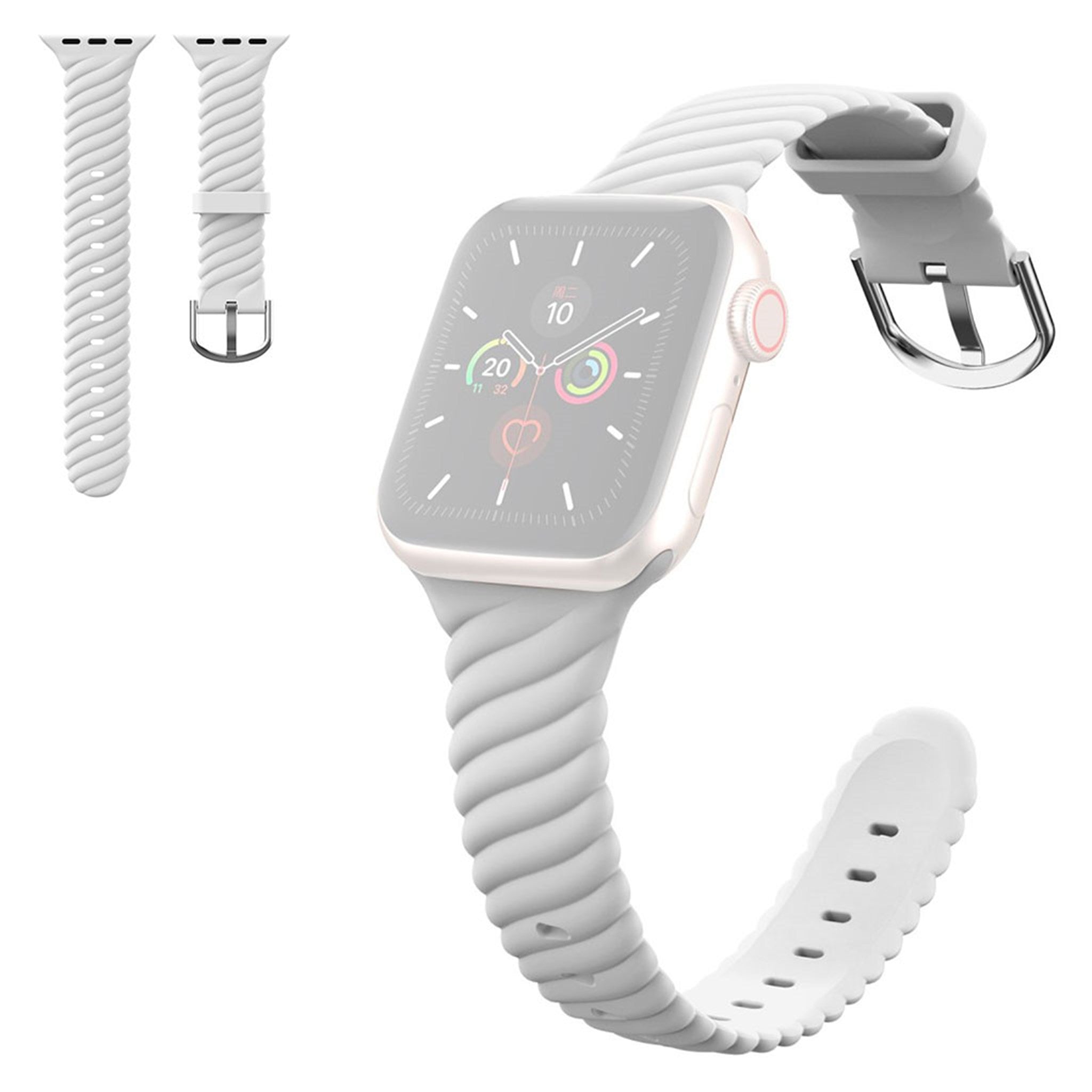 Apple Watch 44mm cool twist style silicone watch strap - White