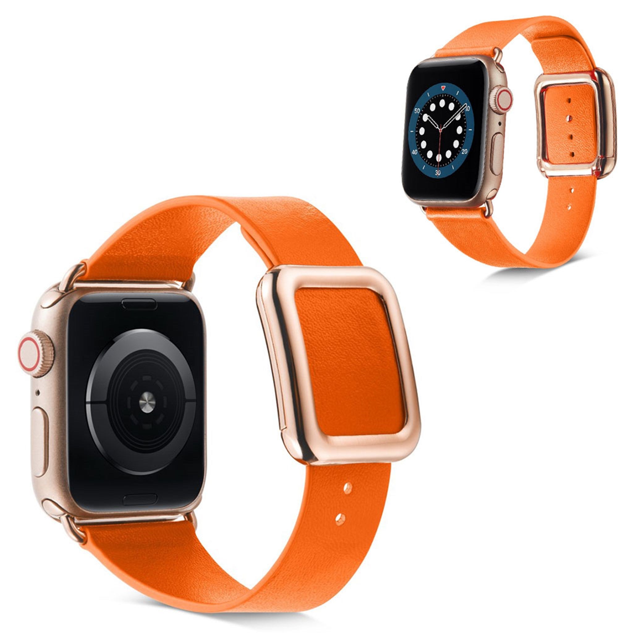 Apple Watch 44mm microfiber leather watch strap + stainless steel buckle - Orange