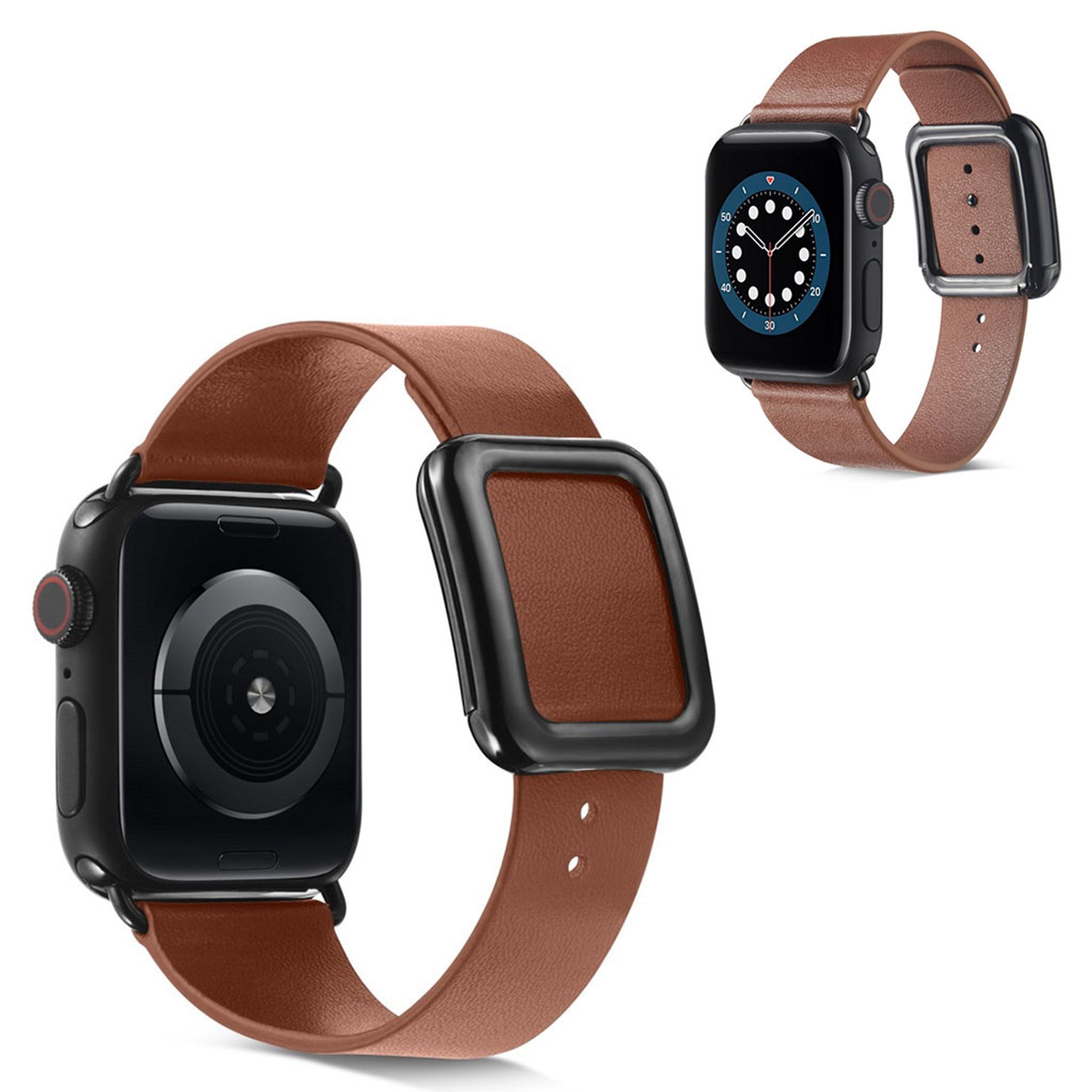 Apple Watch 44mm microfiber leather watch strap + stainless steel buckle - Brown