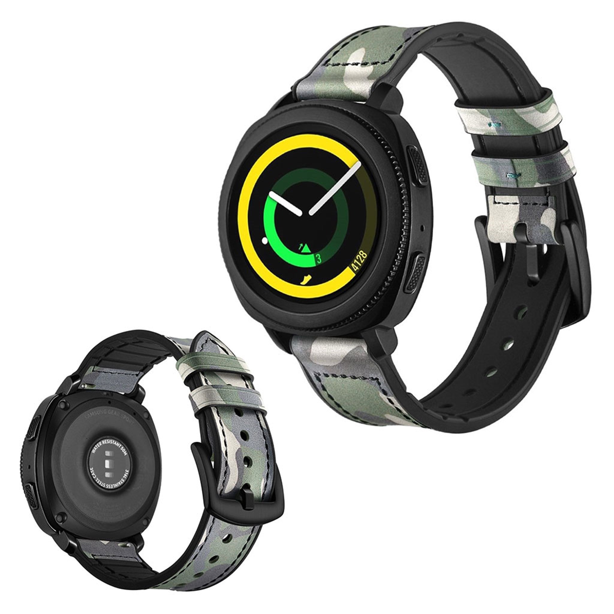 Samsung Gear Sport durable leather watch band - Green Camouflage