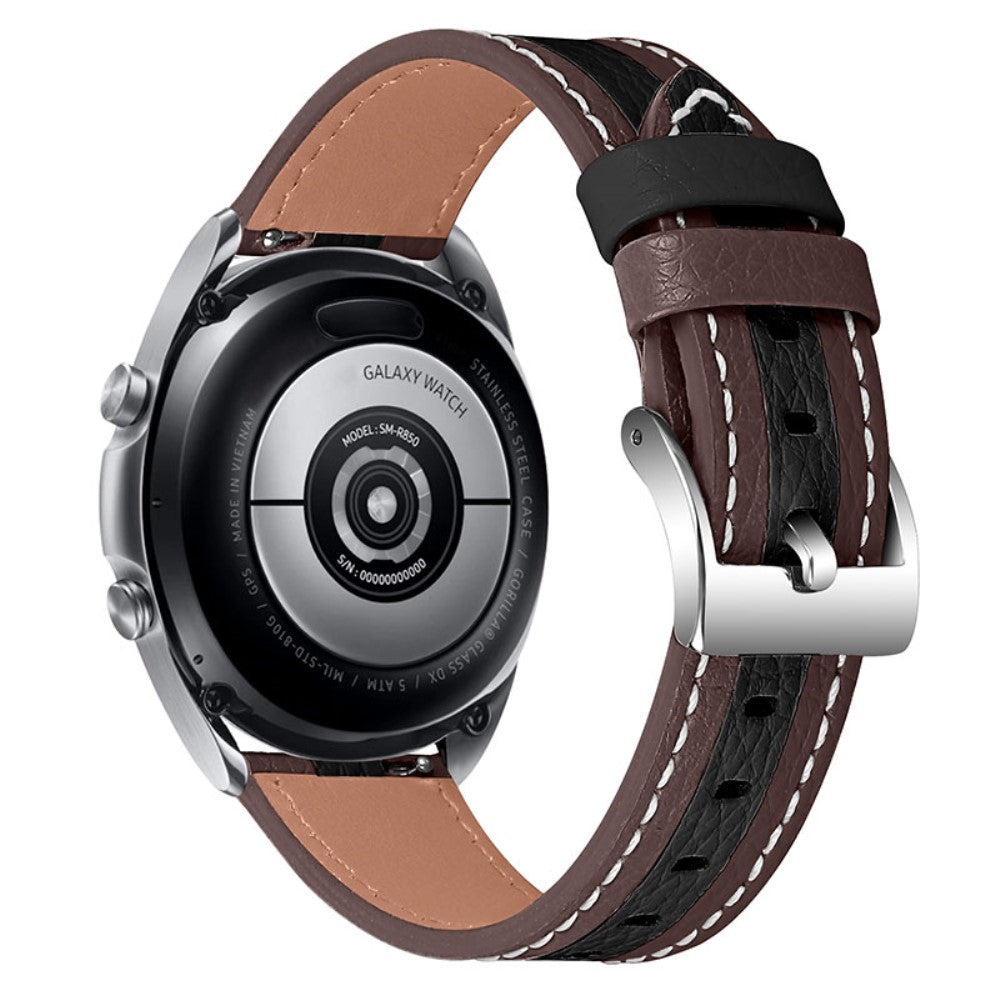 Samsung Galaxy Watch 3 (41mm) / Watch (42mm) color splice cowhide leather watch strap - Brown / Black