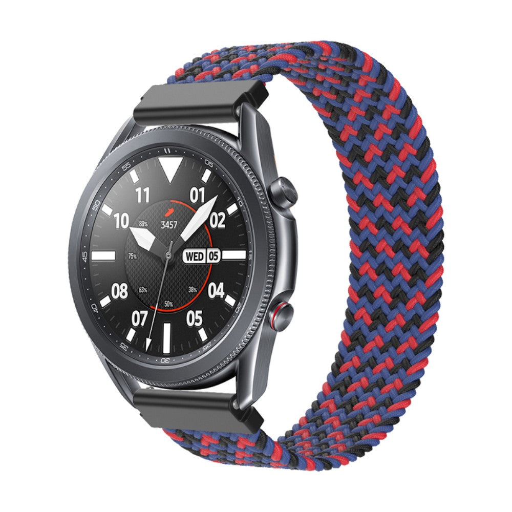 Samsung Galaxy Watch 3 (45mm) elastic nylon watch strap - Black / Red / Blue Size: XL