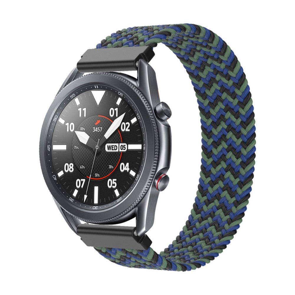Samsung Galaxy Watch 3 (45mm) elastic nylon watch strap - Black / Blue / Green Size: L