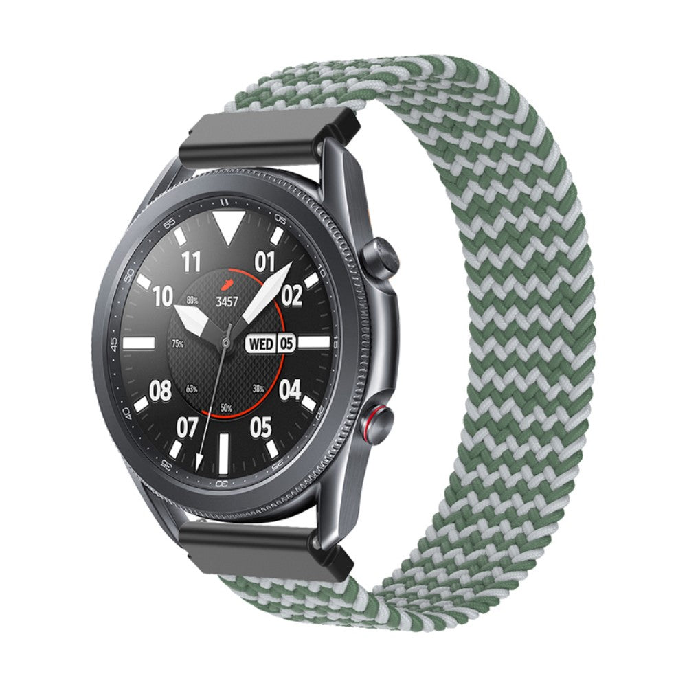 Samsung Galaxy Watch 3 (45mm) elastic nylon watch strap - W-shape Green / Grey Size: M