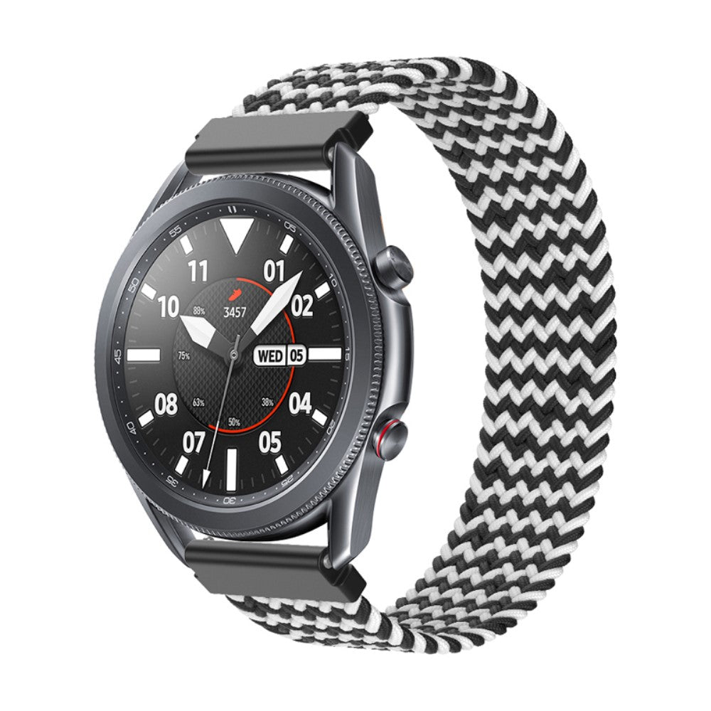 Samsung Galaxy Watch 3 (45mm) elastic nylon watch strap - W-shape Black / White Size: S