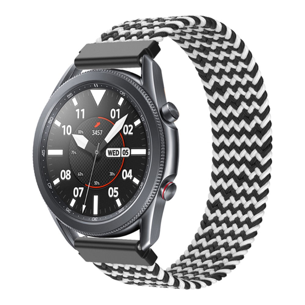 Samsung Galaxy Watch 3 (45mm) elastic nylon watch strap - W-shape Black / White Size: XS