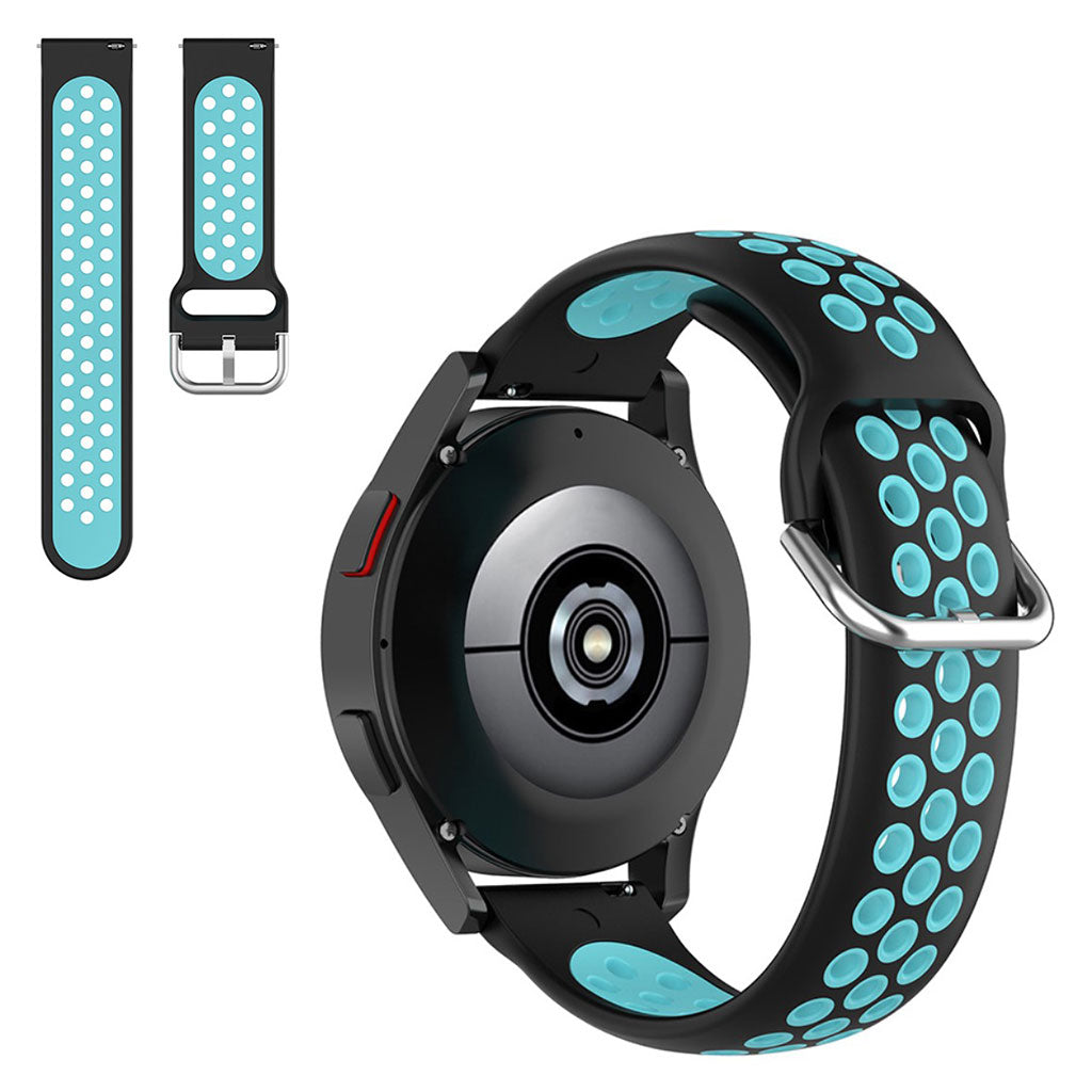 20mm dual-color silicone watch strap for Samsung watch - Black / Teal