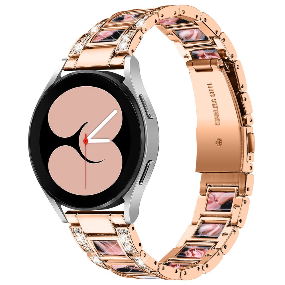 Rhinestone décor resin watch strap for Samsung Galaxy Watch 4 - Rose Gold / Black Pink Mix