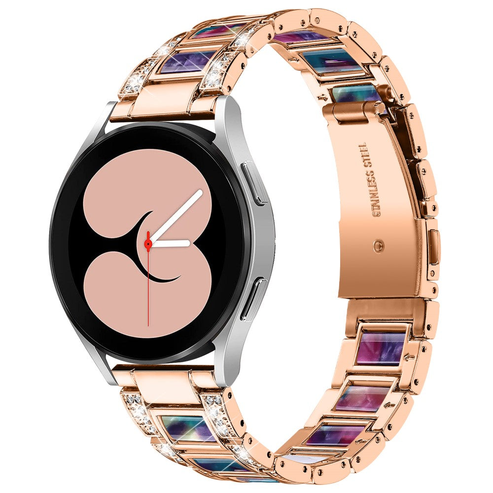 Rhinestone décor resin watch strap for Samsung Galaxy Watch 4 - Rose Gold / Colorful