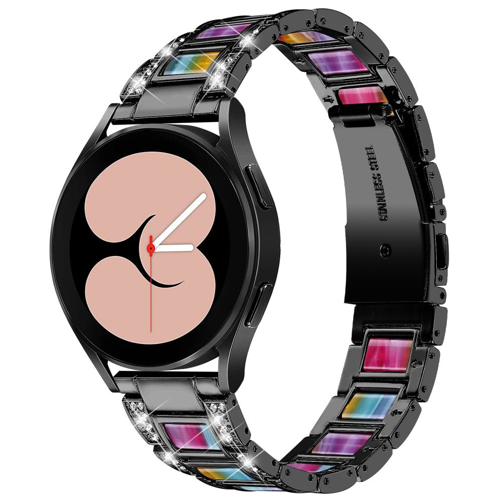 Rhinestone décor resin watch strap for Samsung Galaxy Watch 4 - Black / Colorful