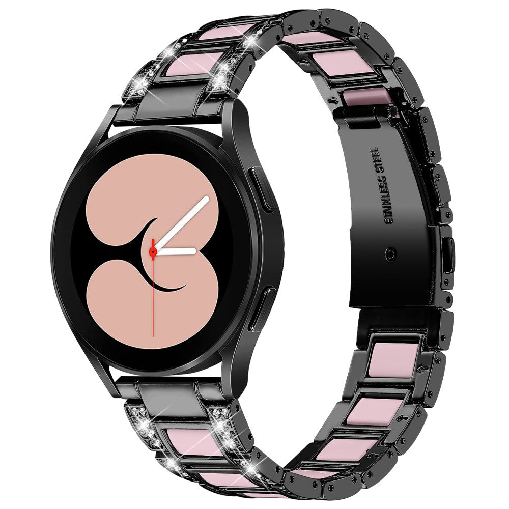 Rhinestone décor resin watch strap for Samsung Galaxy Watch 4 - Black / Pink