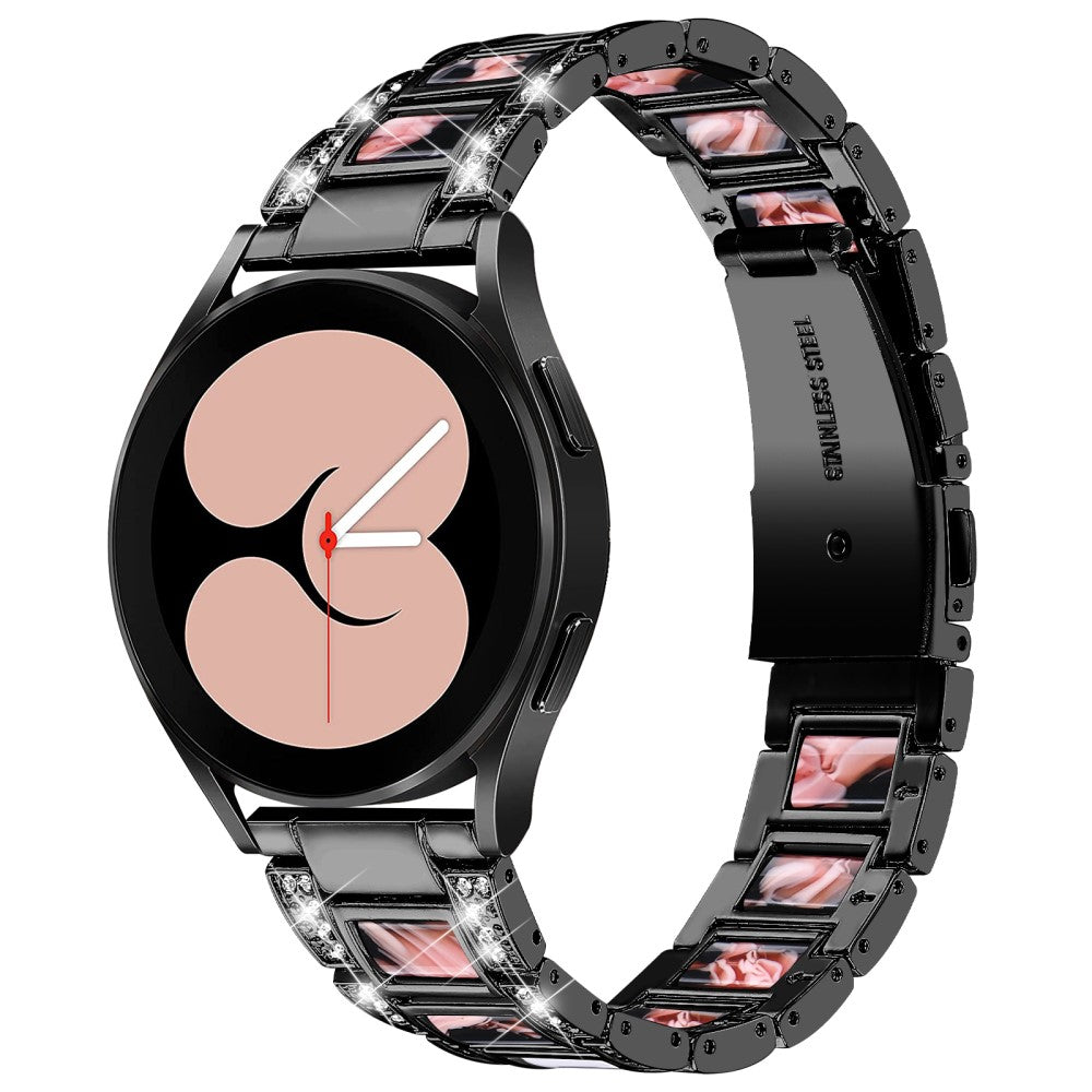 Rhinestone décor resin watch strap for Samsung Galaxy Watch 4 - Black / Black Pink Mix