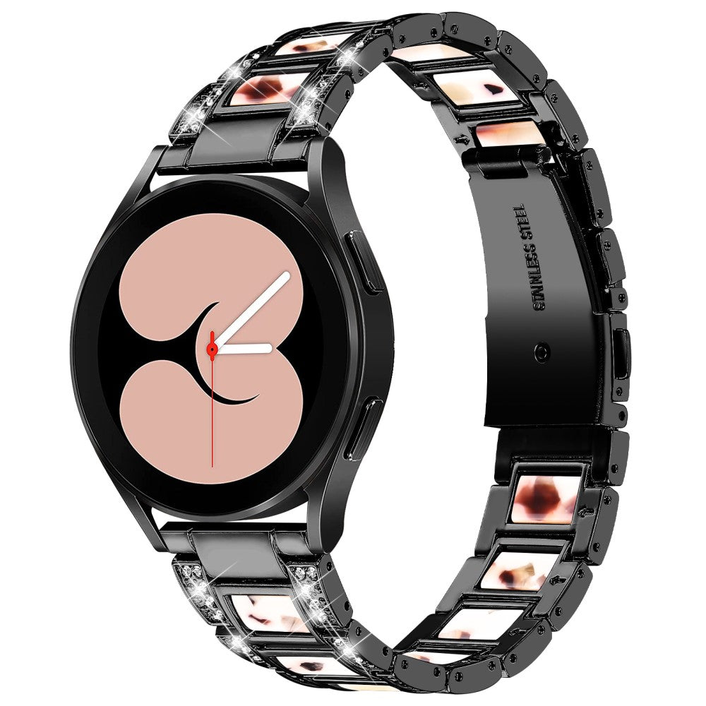 Rhinestone décor resin watch strap for Samsung Galaxy Watch 4 - Black / Nougat Pattern