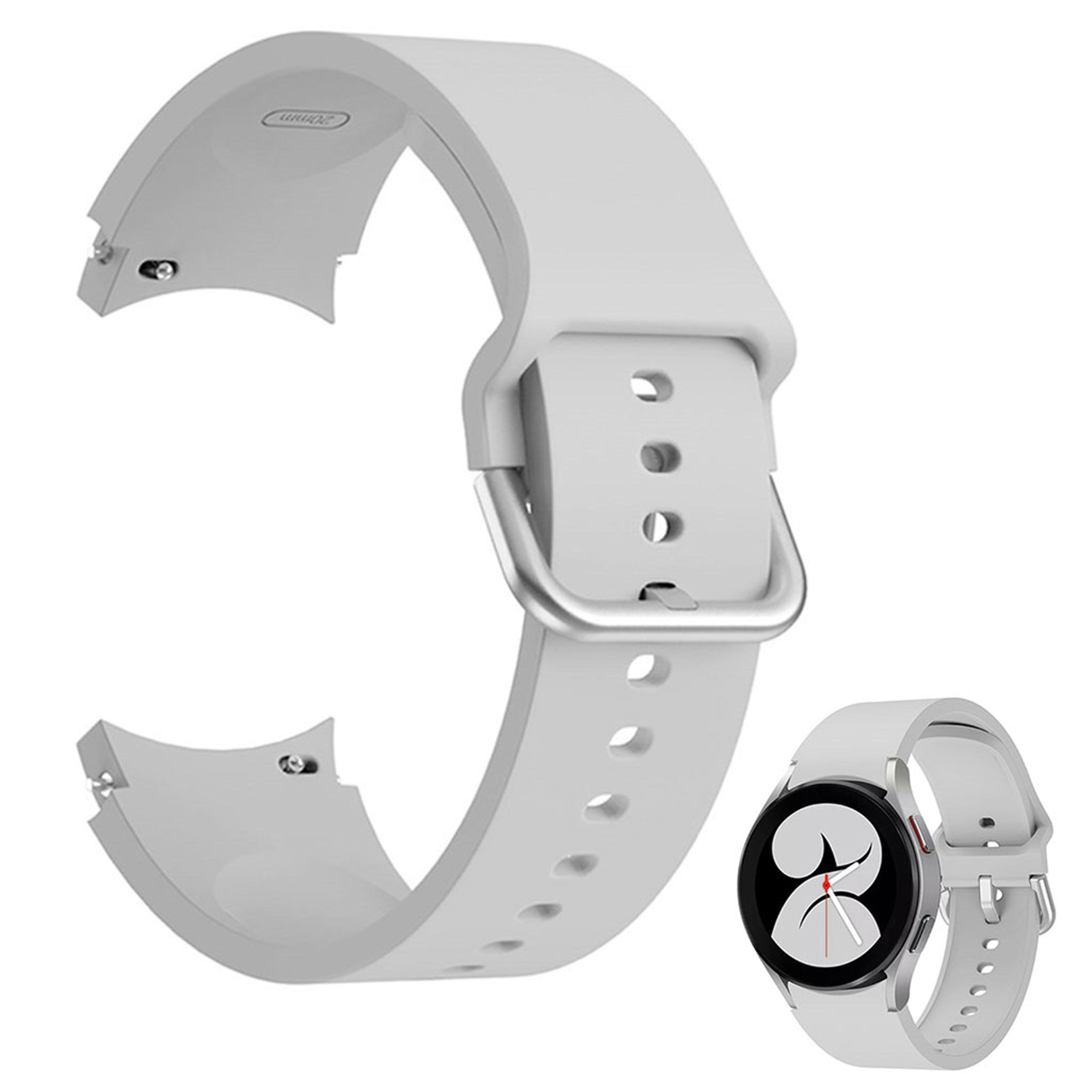 Silicone soft watch strap for Samsung Galaxy Watch 4 device - Grey