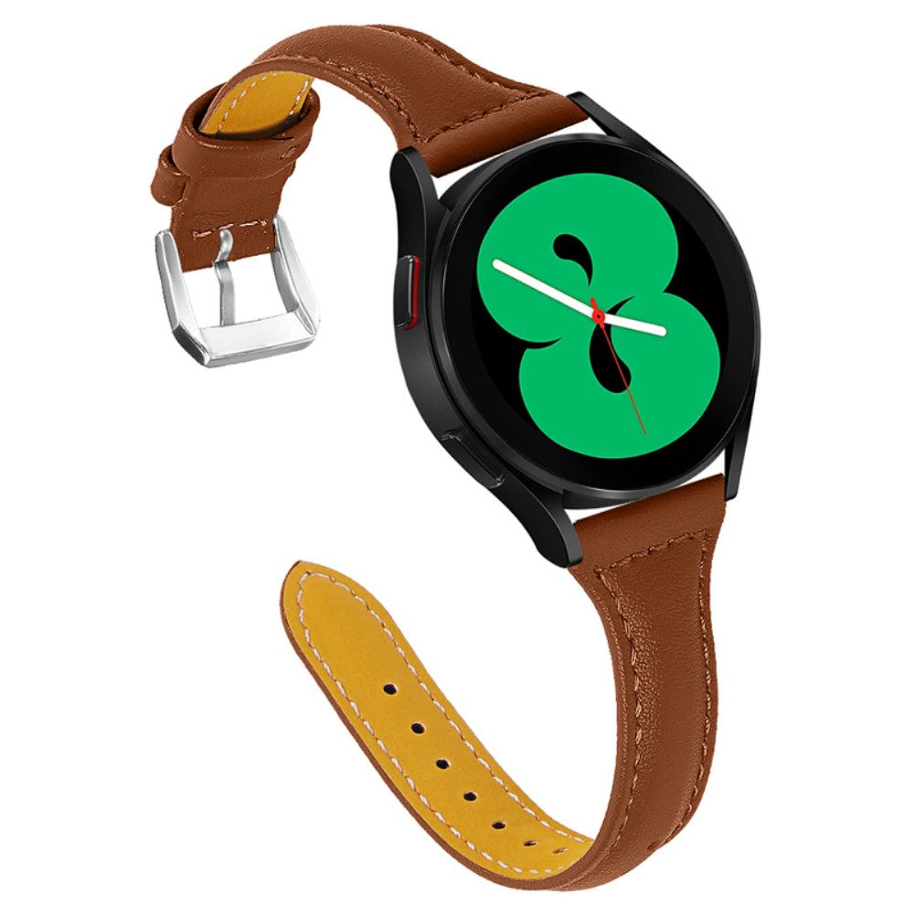 Seamline style cowhide genuine leather watch strap for Samsung Galaxy Watch - Brown