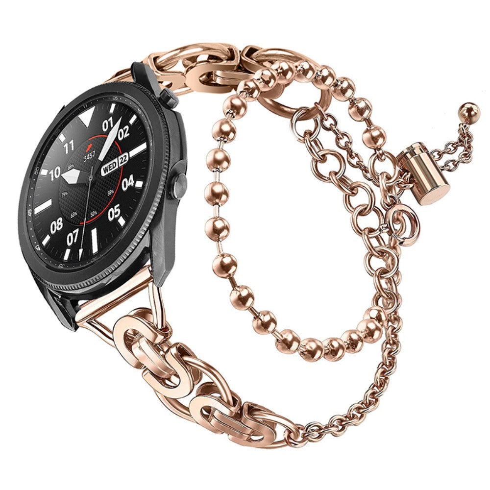 Samsung Galaxy Watch 4 Classic (46mm) / (42mm) dual circle hollow out stainless steel watch strap - Rose Gold