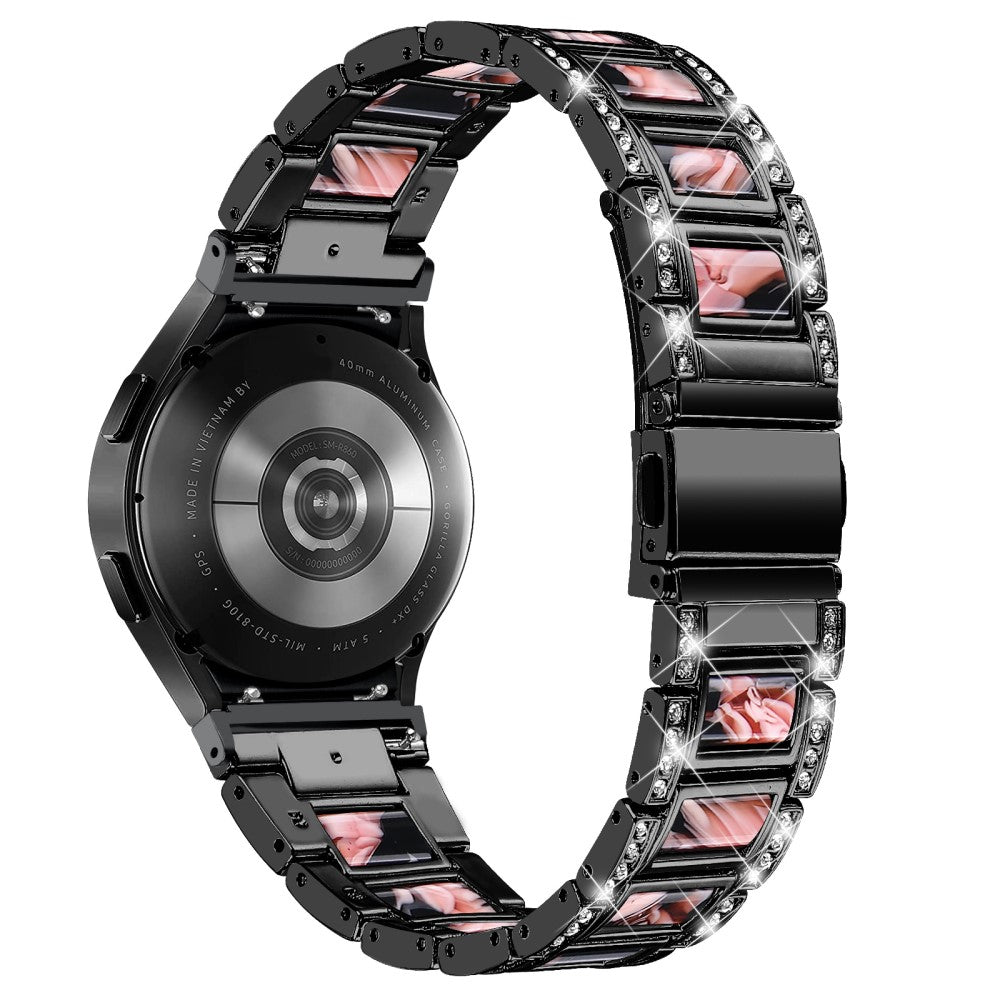 Rhinestone stainless steel watch strap for Samsung Galaxy Watch 4 - Black / Black Pink Mix