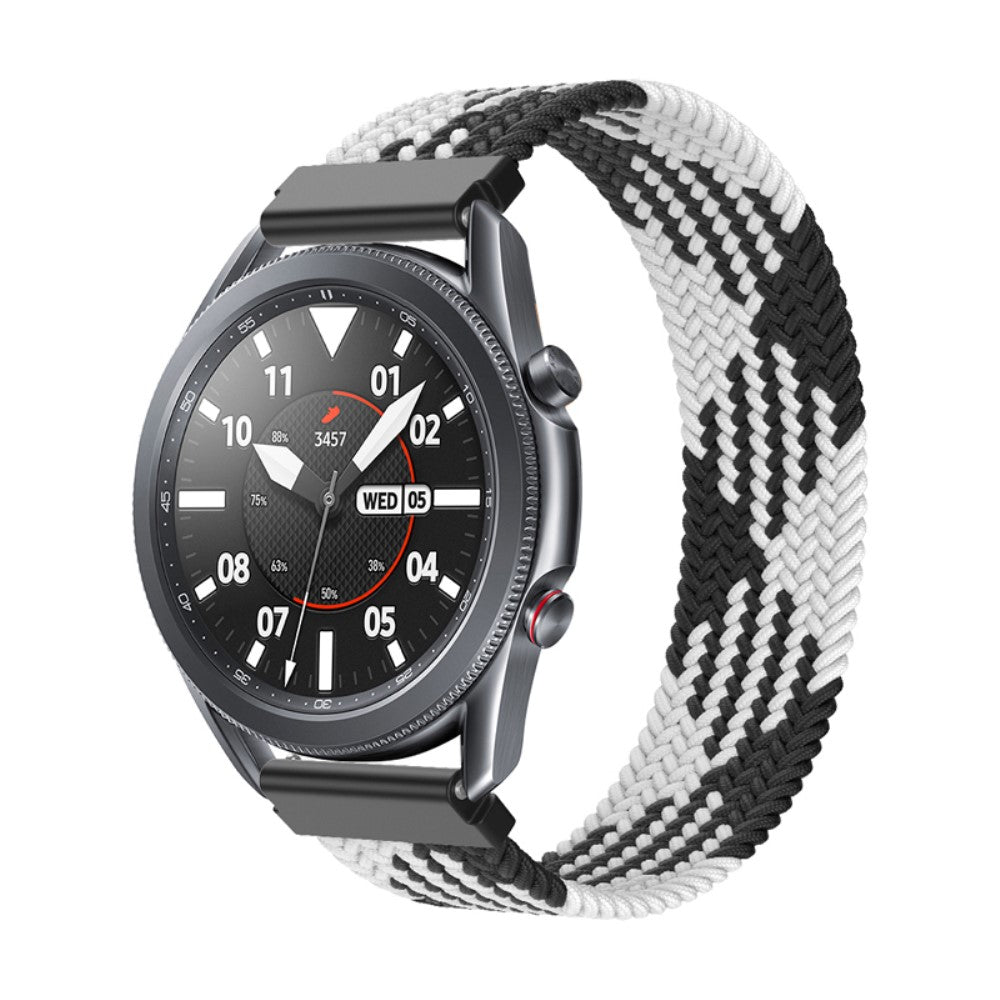 Elastic braid nylon watch strap for Samsung Galaxy Watch 4 - Black / White Size: S