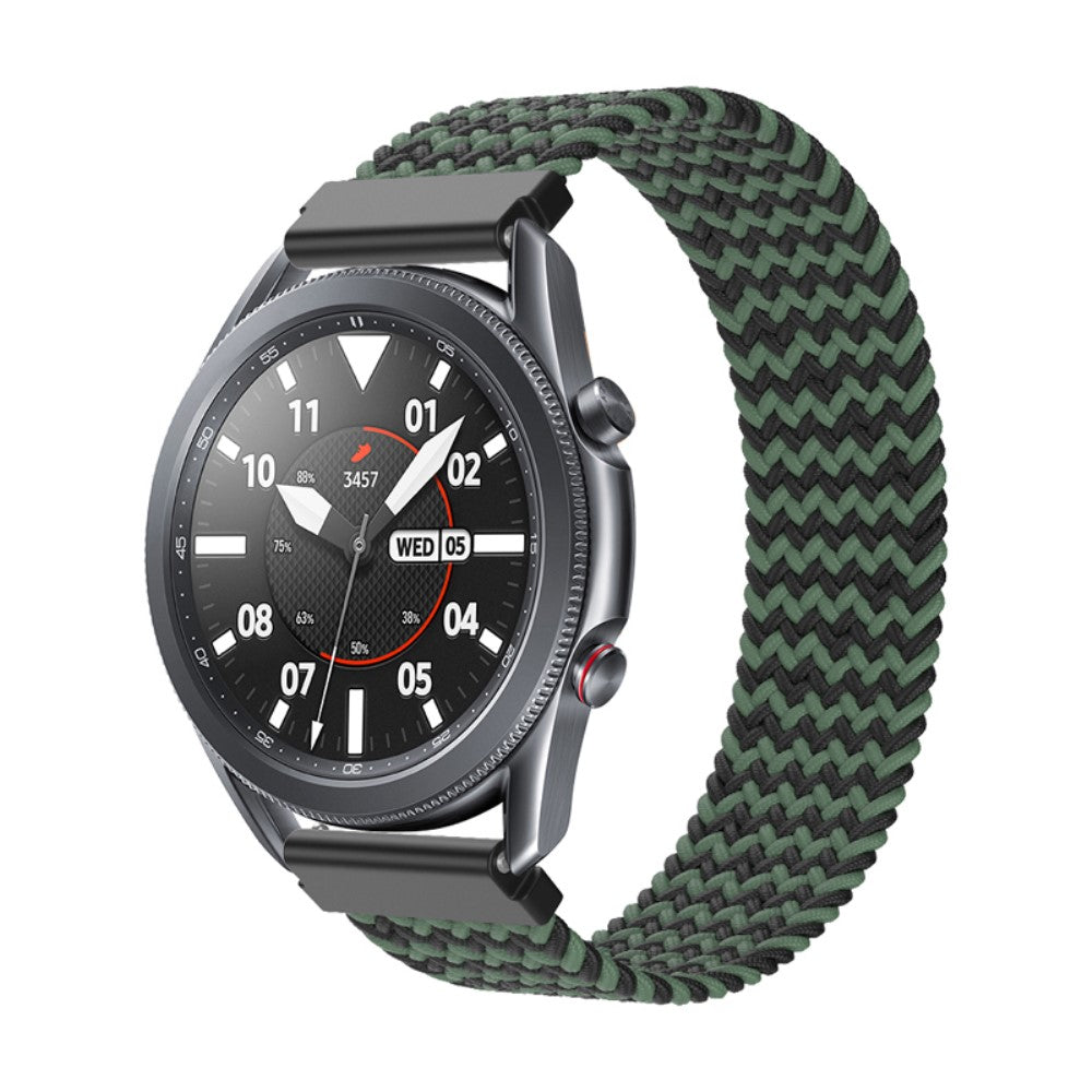 Elastic braid nylon watch strap for Samsung Galaxy Watch 4 - Black / Green Size: S