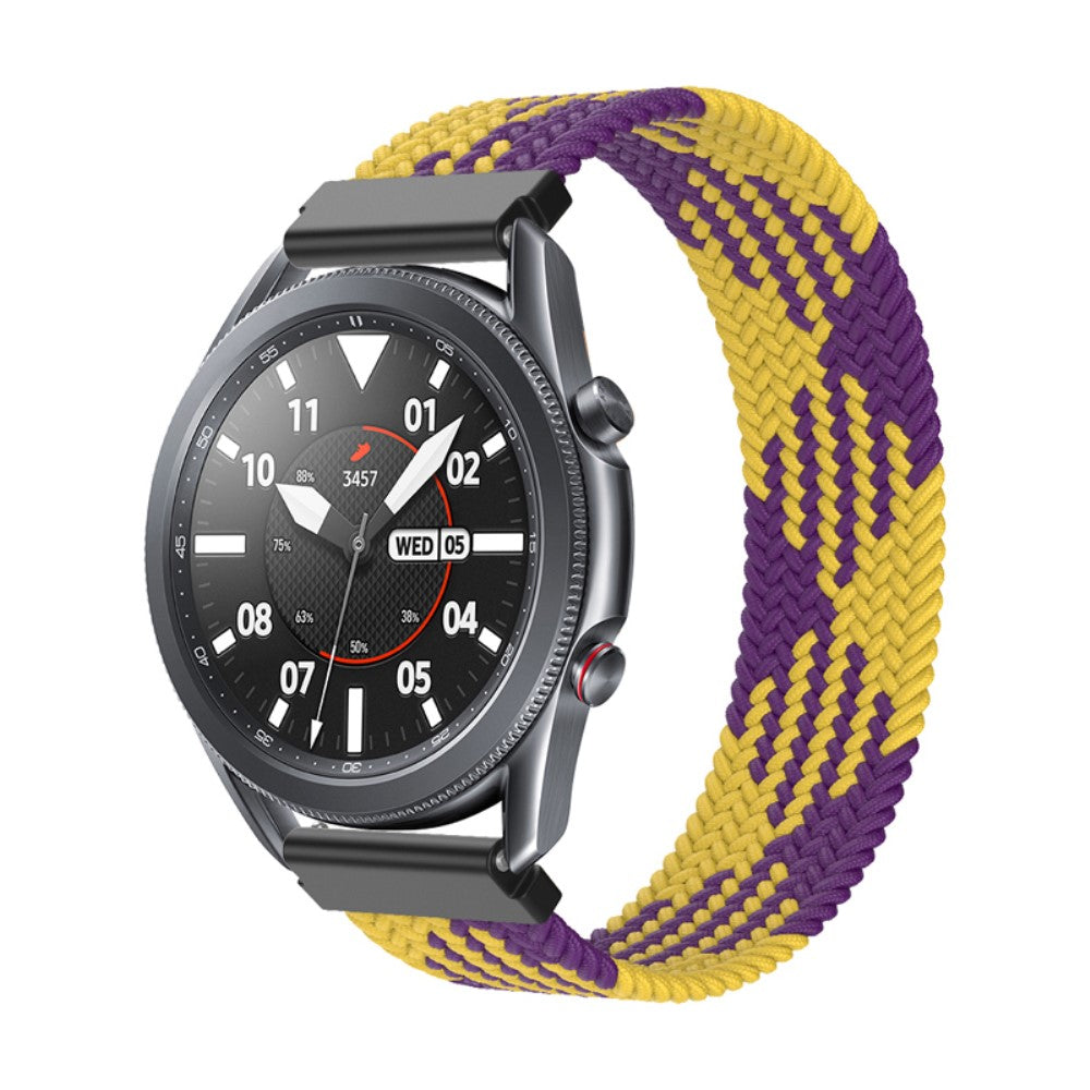 Elastic braid nylon watch strap for Samsung Galaxy Watch 4 - Yellow / Purple Size: XS