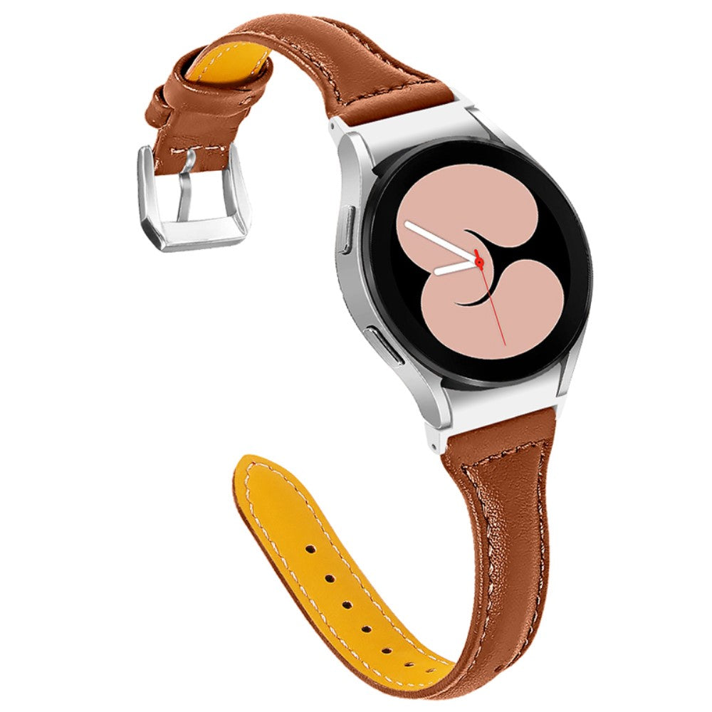 Cowhide genuine leather watch strap for Samsung Galaxy Watch 4 - Brown