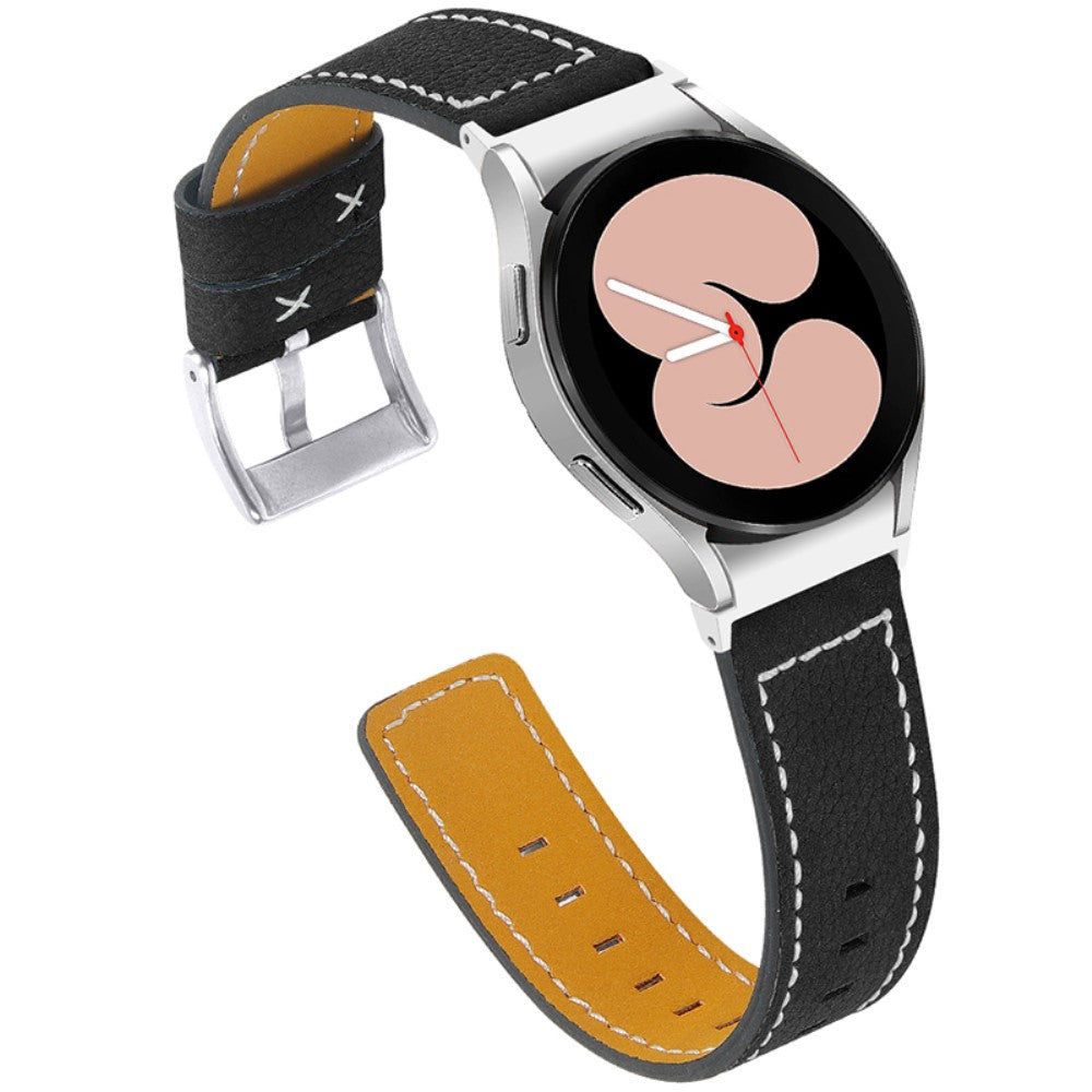 Top Layer genuine leather watch strap for Samsung Galaxy Watch 4 - Black