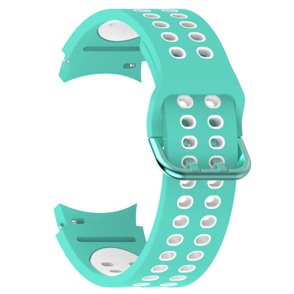 Dual-color silicone watch strap for Samsung Galaxy Watch 4 - Cyan / White