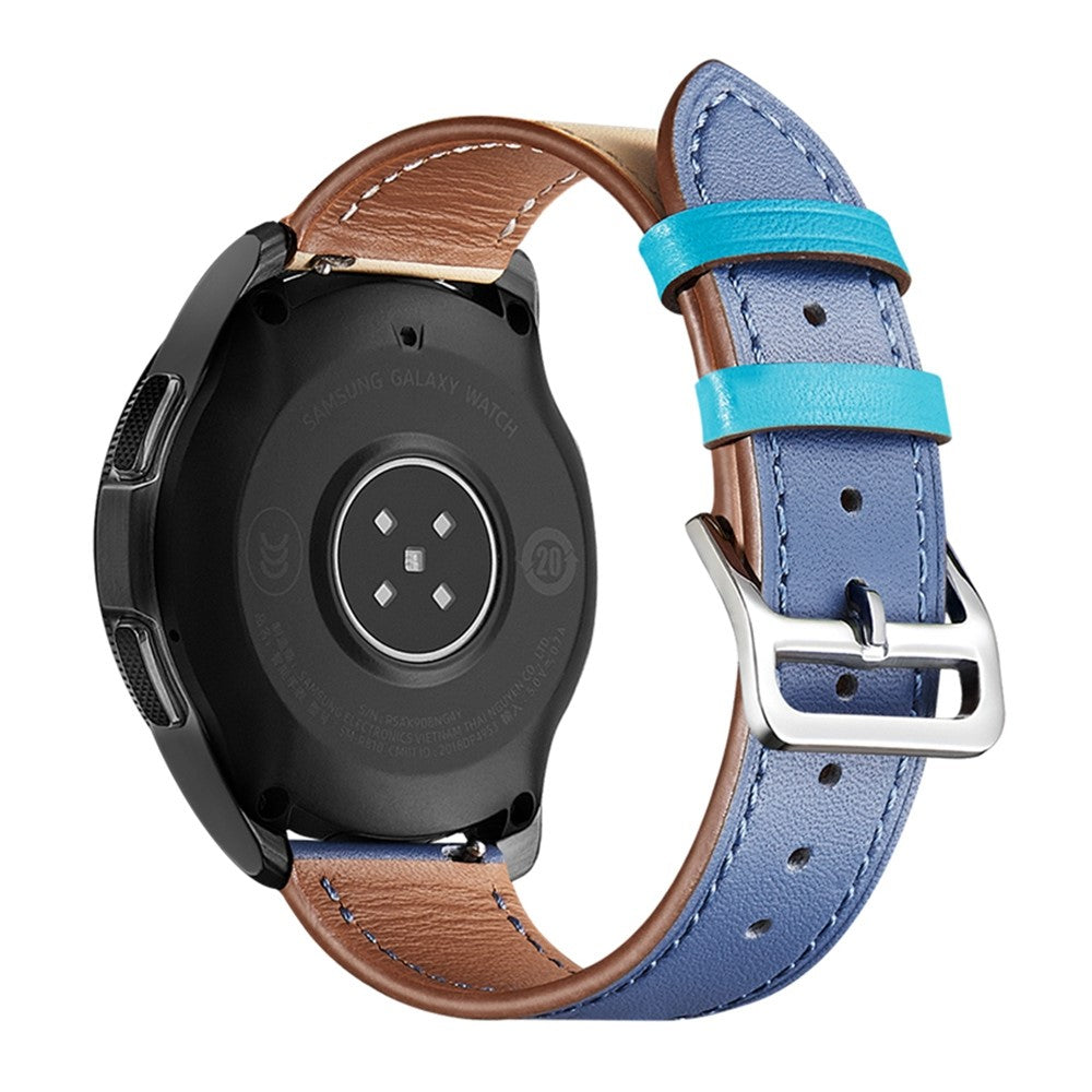 Samsung Galaxy Watch 5 / 5 Pro textured genuine leather watch strap - Beige / Sky Blue