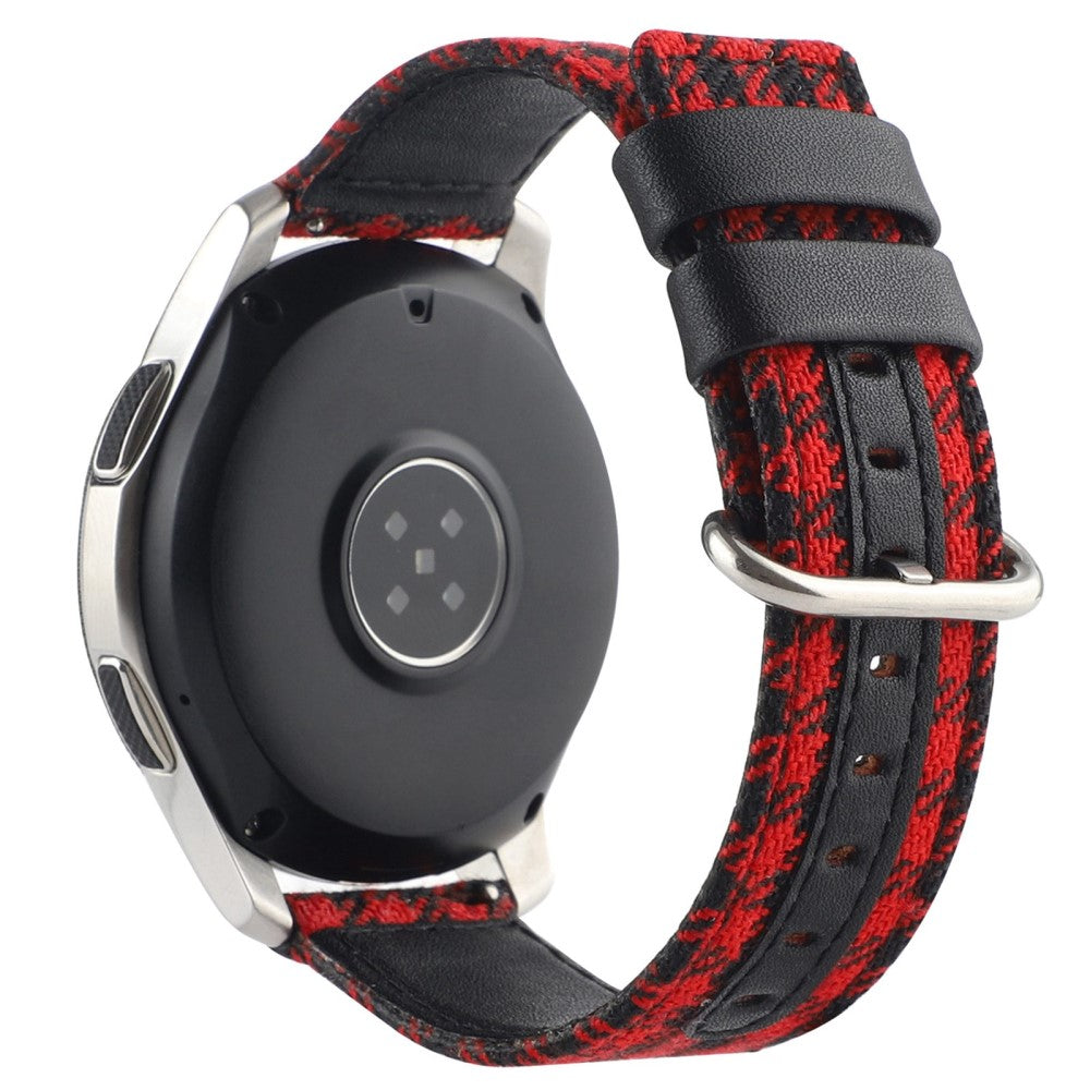 Samsung Galaxy Watch 5 / 5 Pro checkered nylon style leather watch strap - Black / Red Plaid