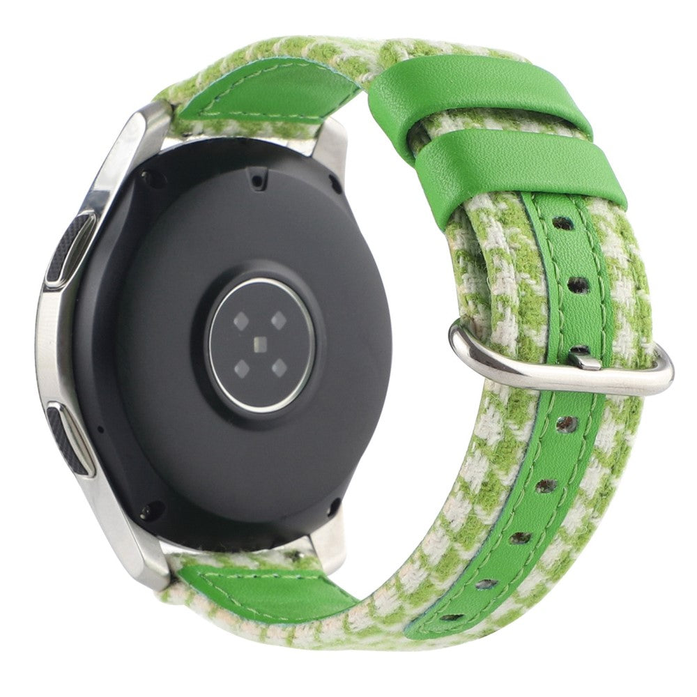 Samsung Galaxy Watch 5 / 5 Pro checkered nylon style leather watch strap - Green / Yellow Plaid