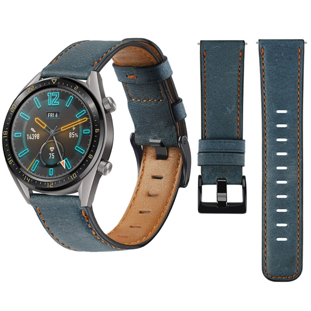 22mm Huawei Watch GT 2 46mm / Samsung Galaxy Watch (46mm) / Gear S3 genuine leather watch strap - Blue