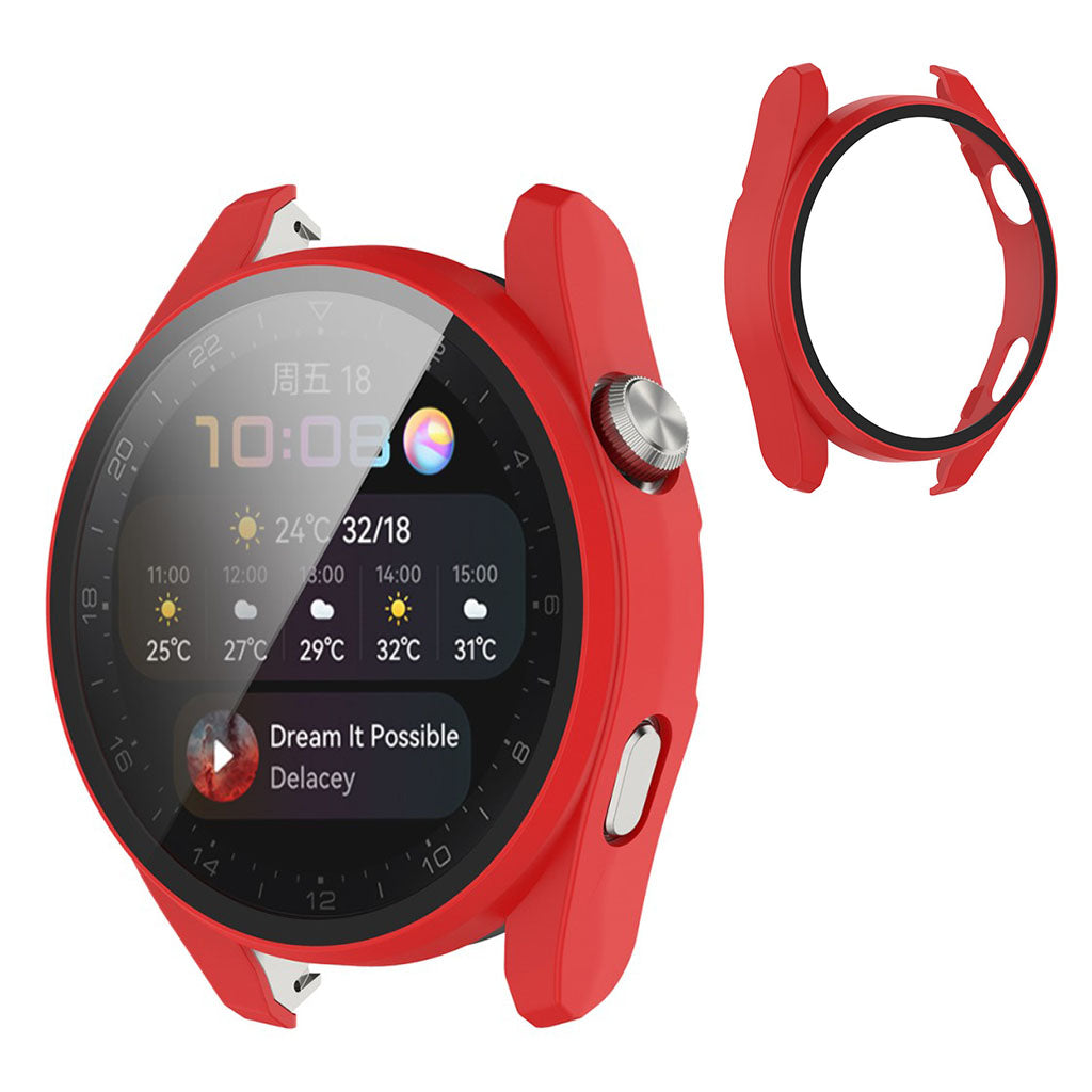 Huawei Watch 3 Pro TPU cover + tempered glass - Red