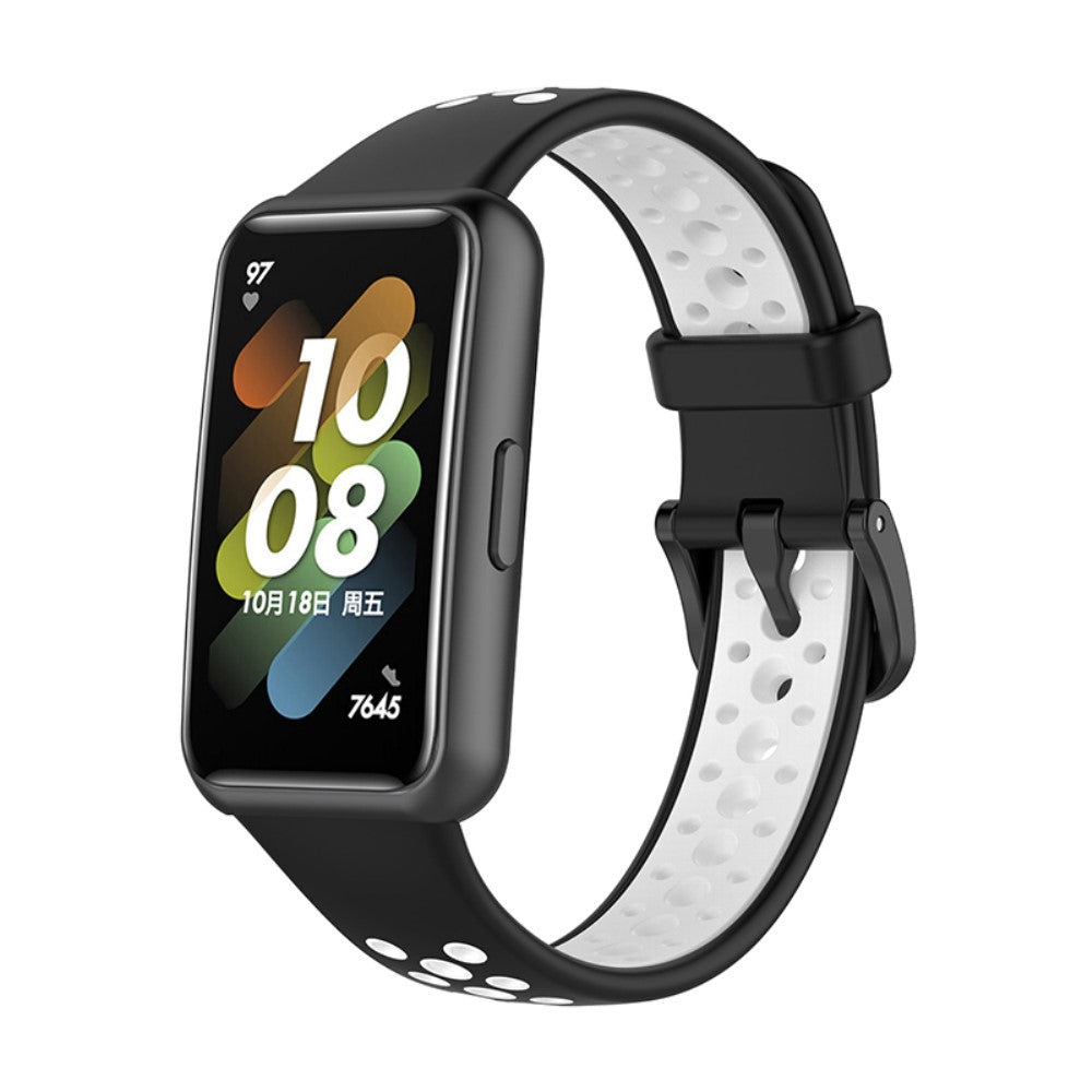 Huawei Band 7 dual color silicone watch strap - Black / White